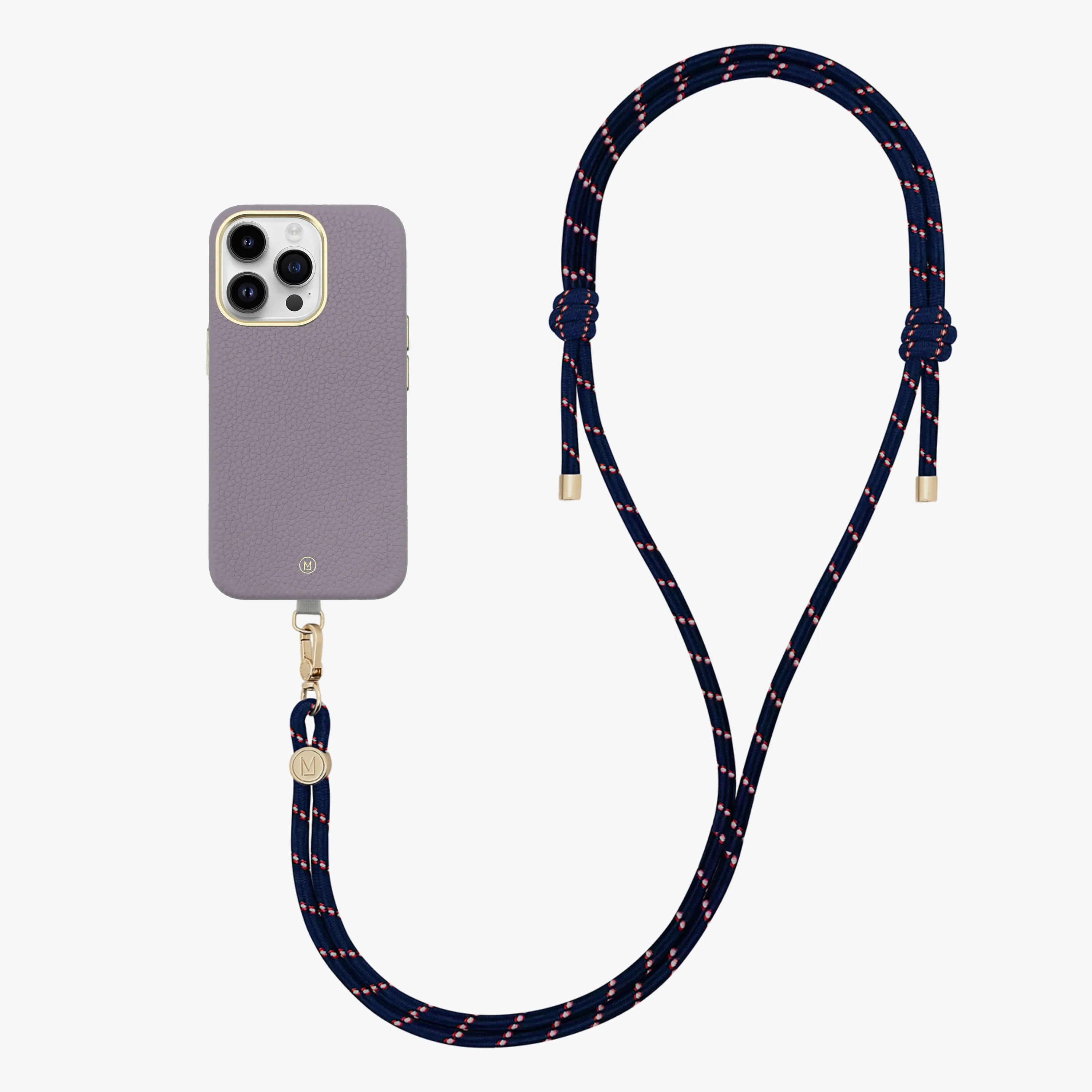 iPhone 13 Leather MagSafe Case with Crossbody Rope Strap