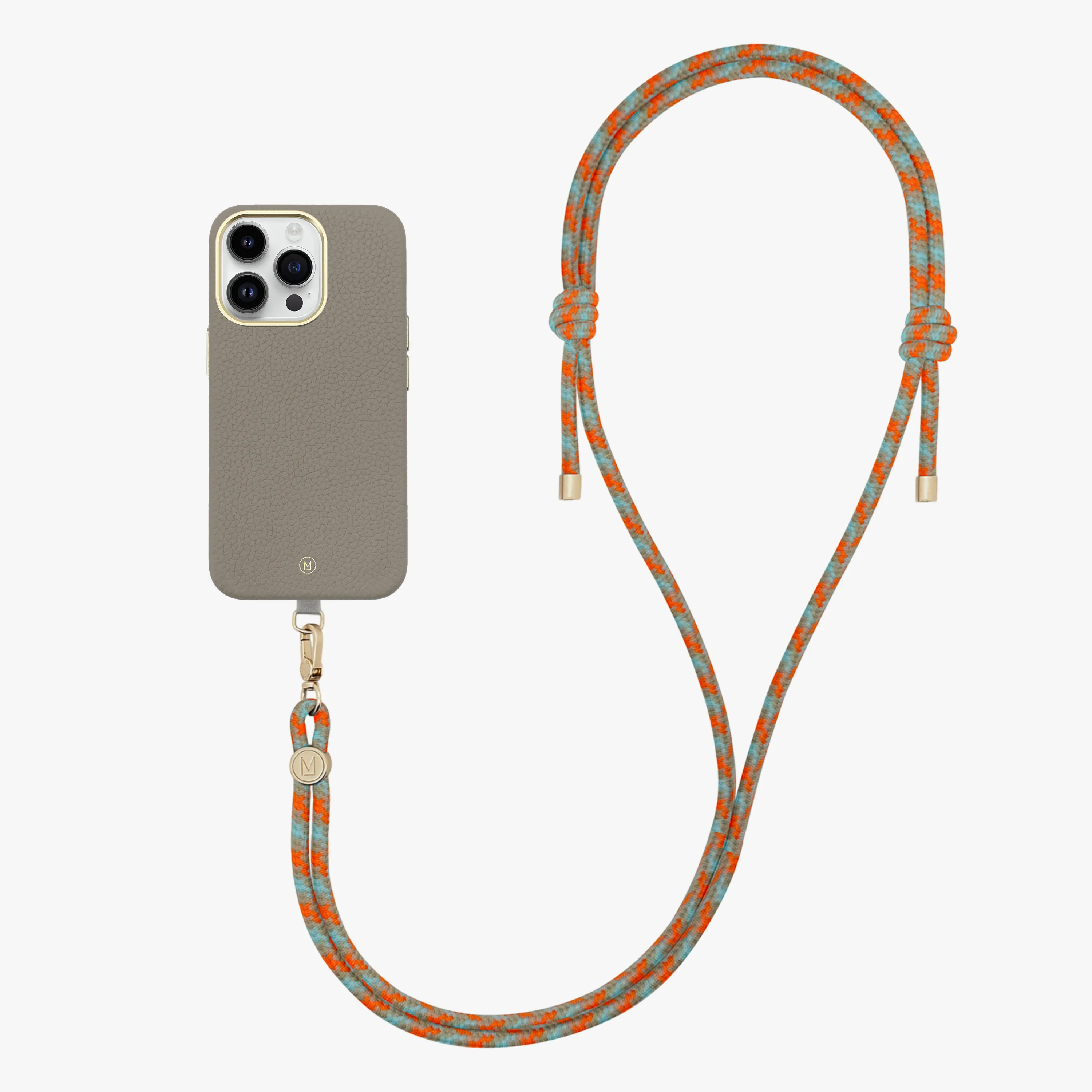 iPhone 13 Leather MagSafe Case with Crossbody Rope Strap