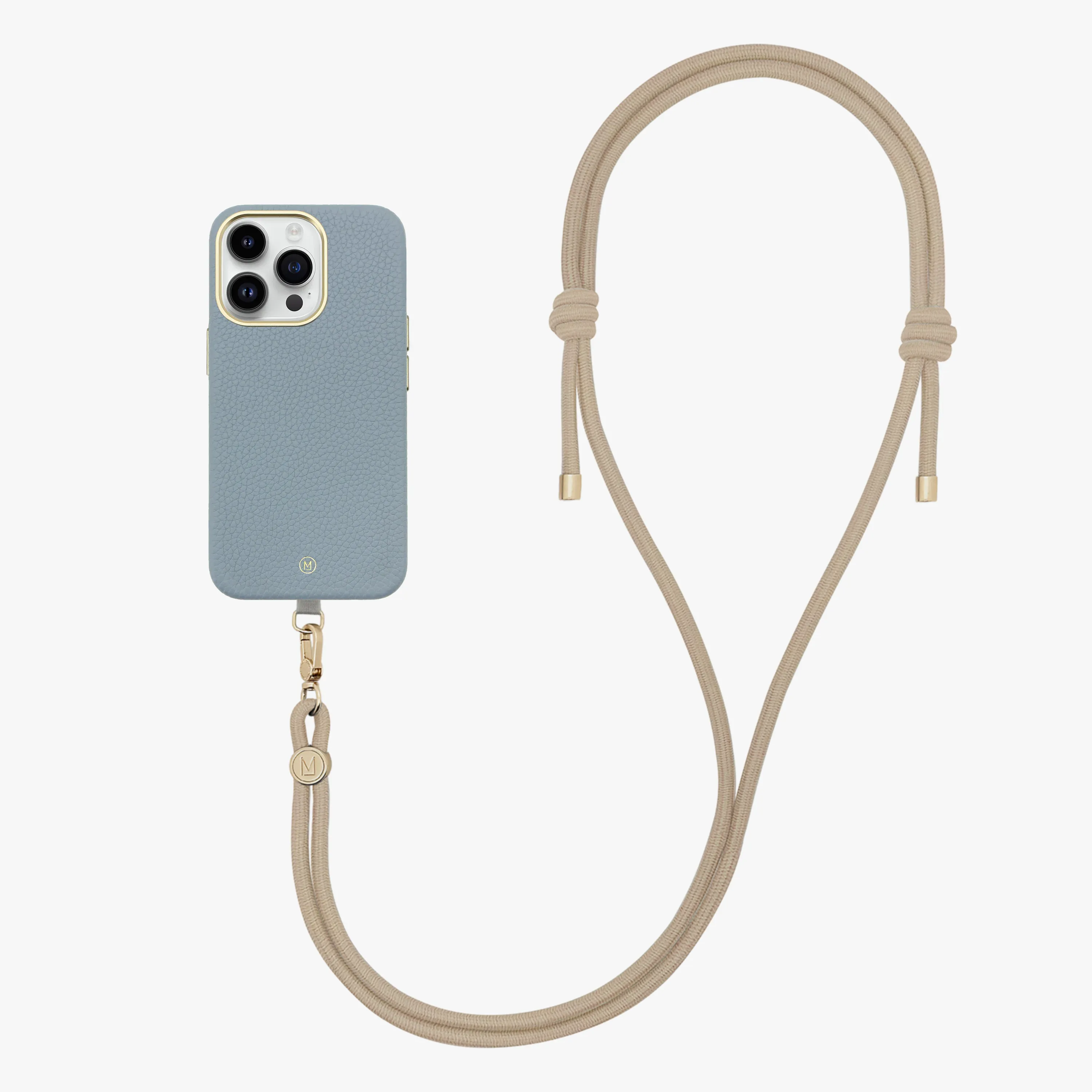 iPhone 13 Leather MagSafe Case with Crossbody Rope Strap