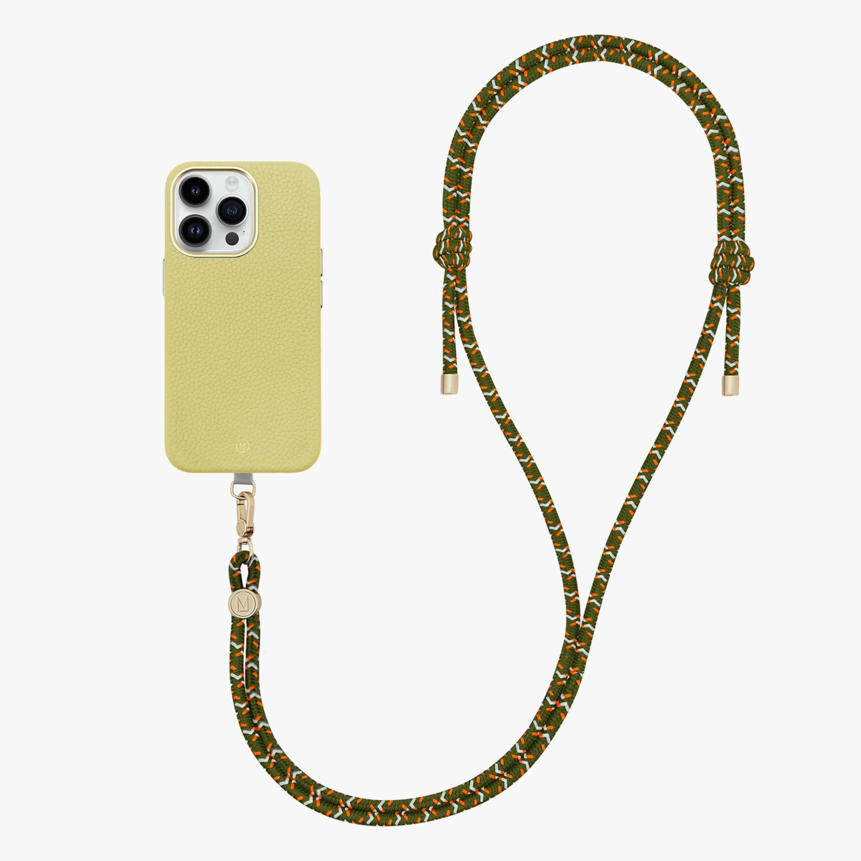 iPhone 13 Leather MagSafe Case with Crossbody Rope Strap