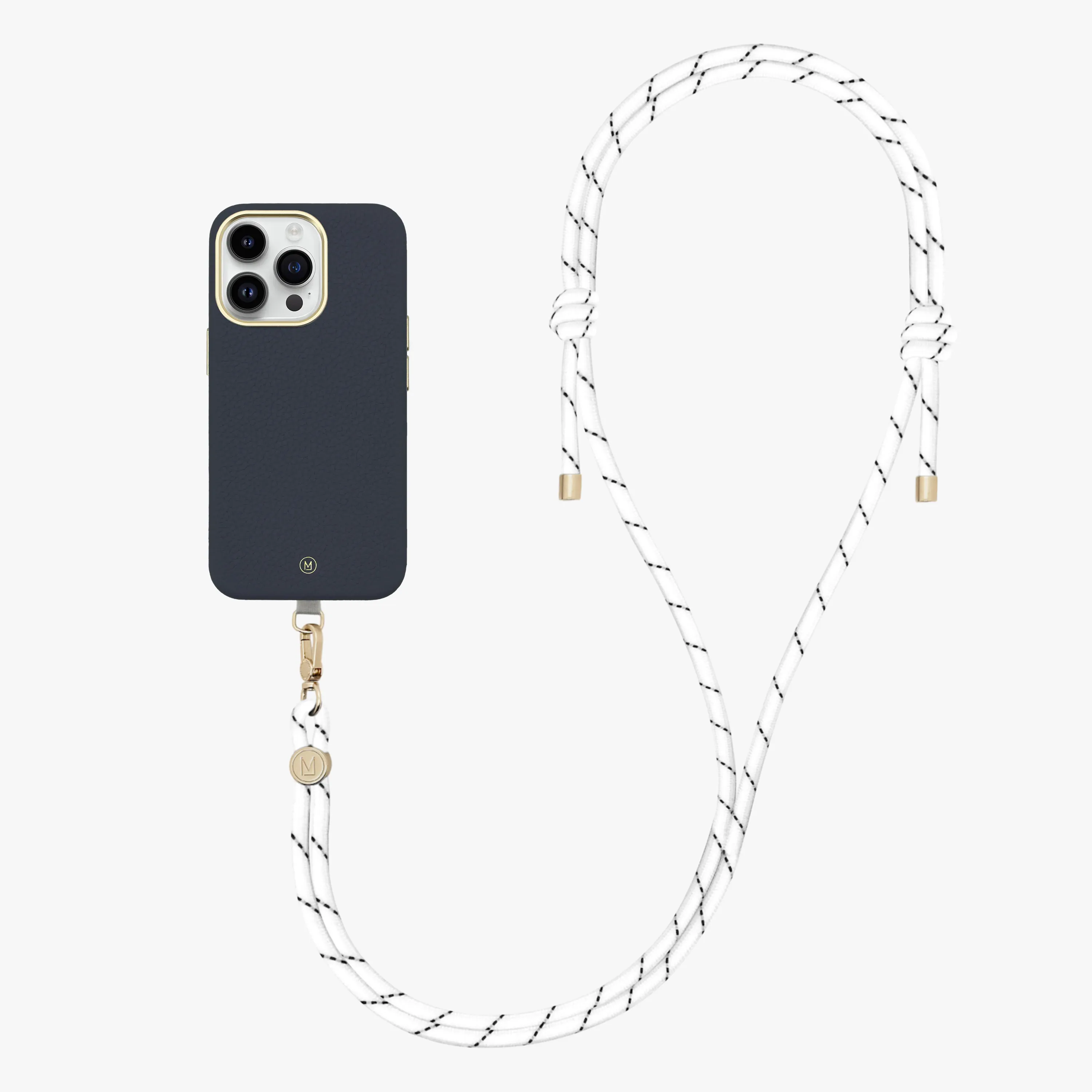 iPhone 13 Leather MagSafe Case with Crossbody Rope Strap