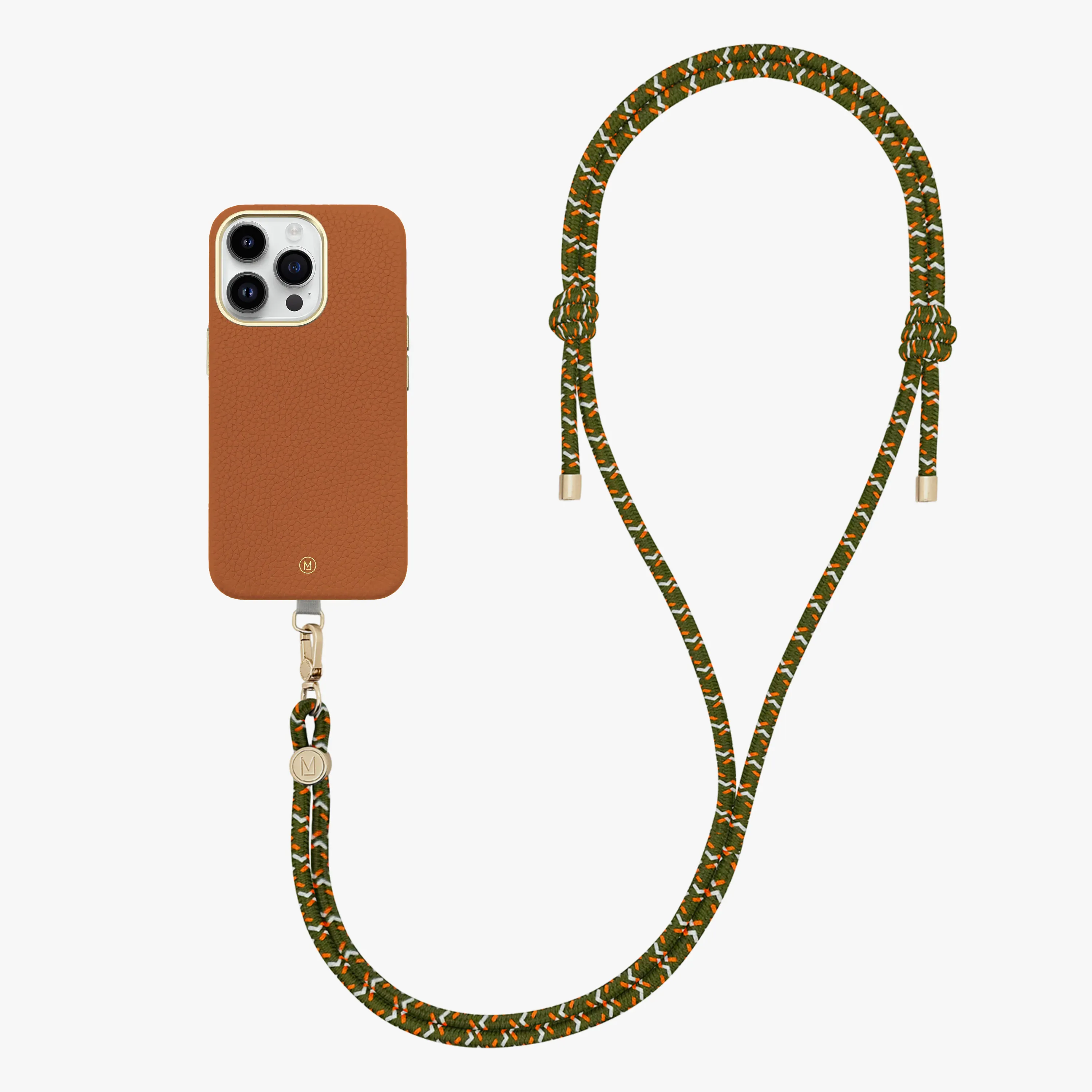 iPhone 13 Leather MagSafe Case with Crossbody Rope Strap