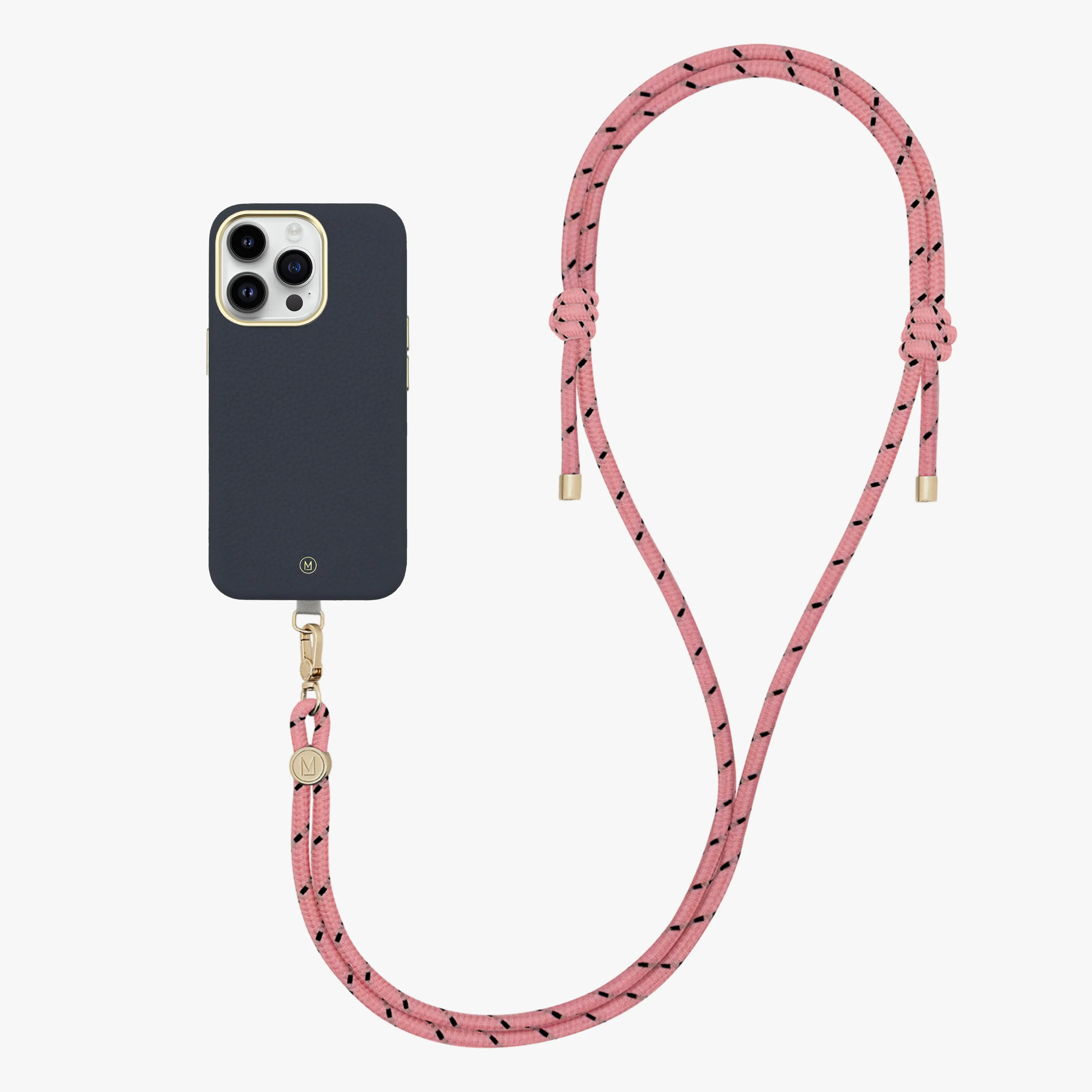 iPhone 13 Leather MagSafe Case with Crossbody Rope Strap