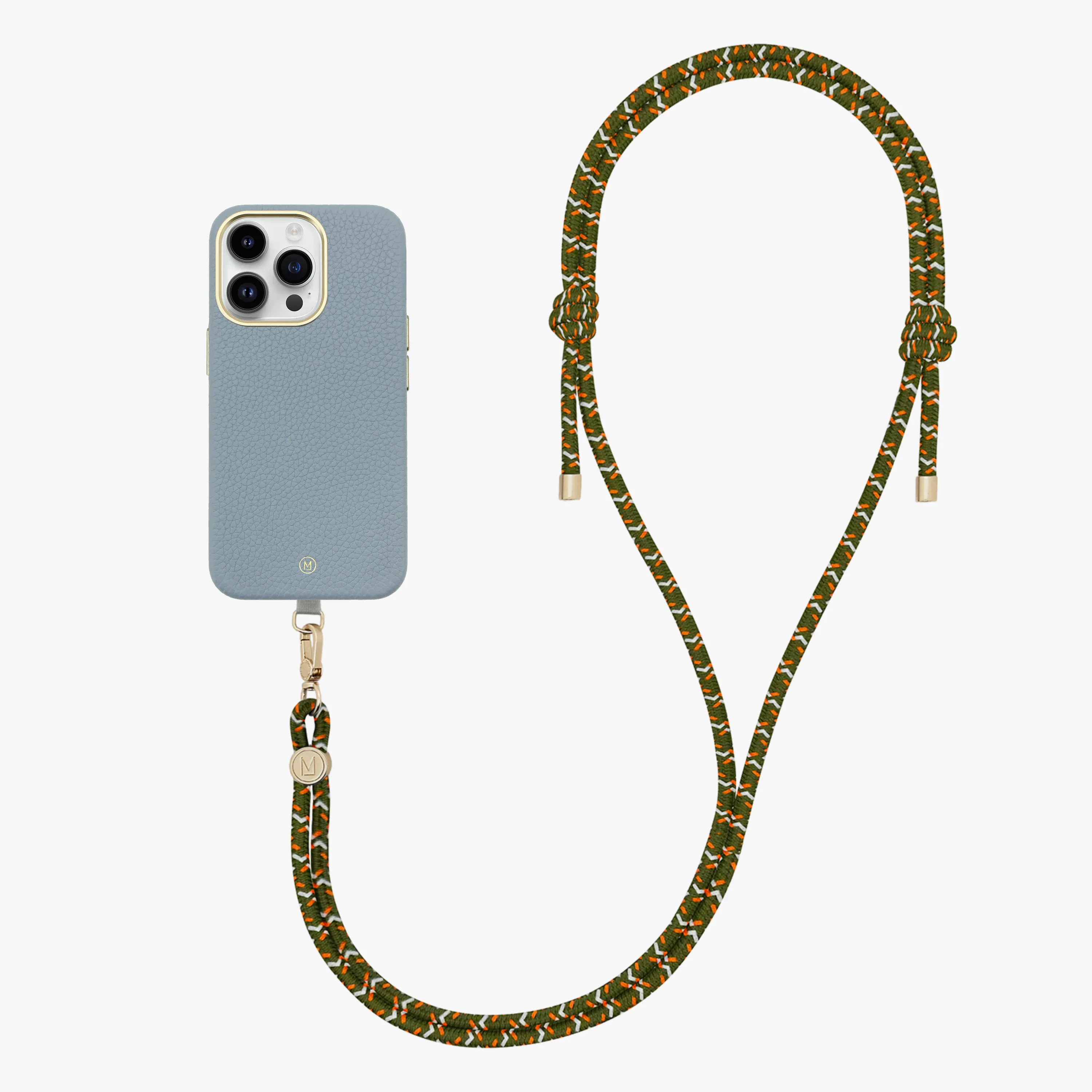 iPhone 13 Leather MagSafe Case with Crossbody Rope Strap