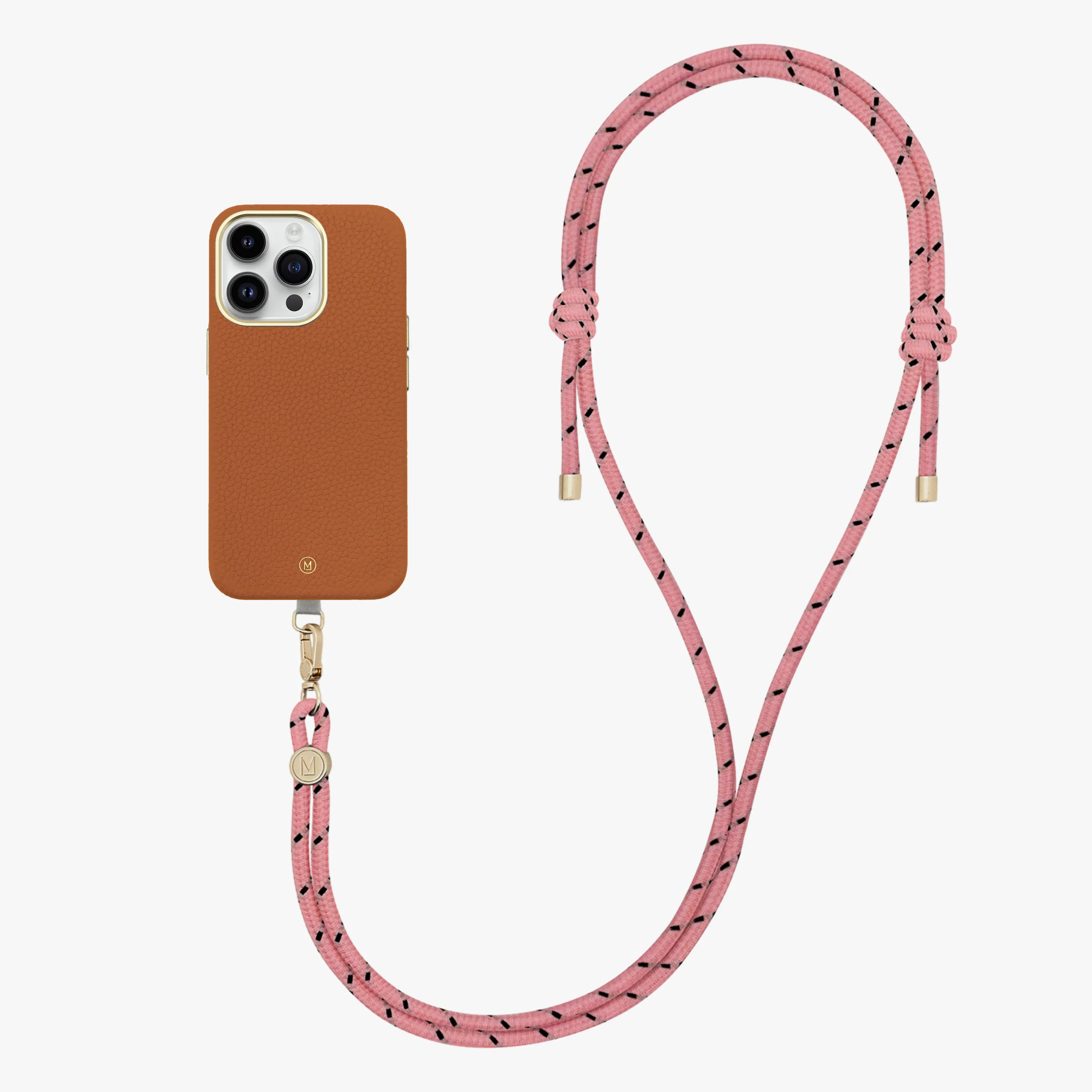 iPhone 13 Leather MagSafe Case with Crossbody Rope Strap