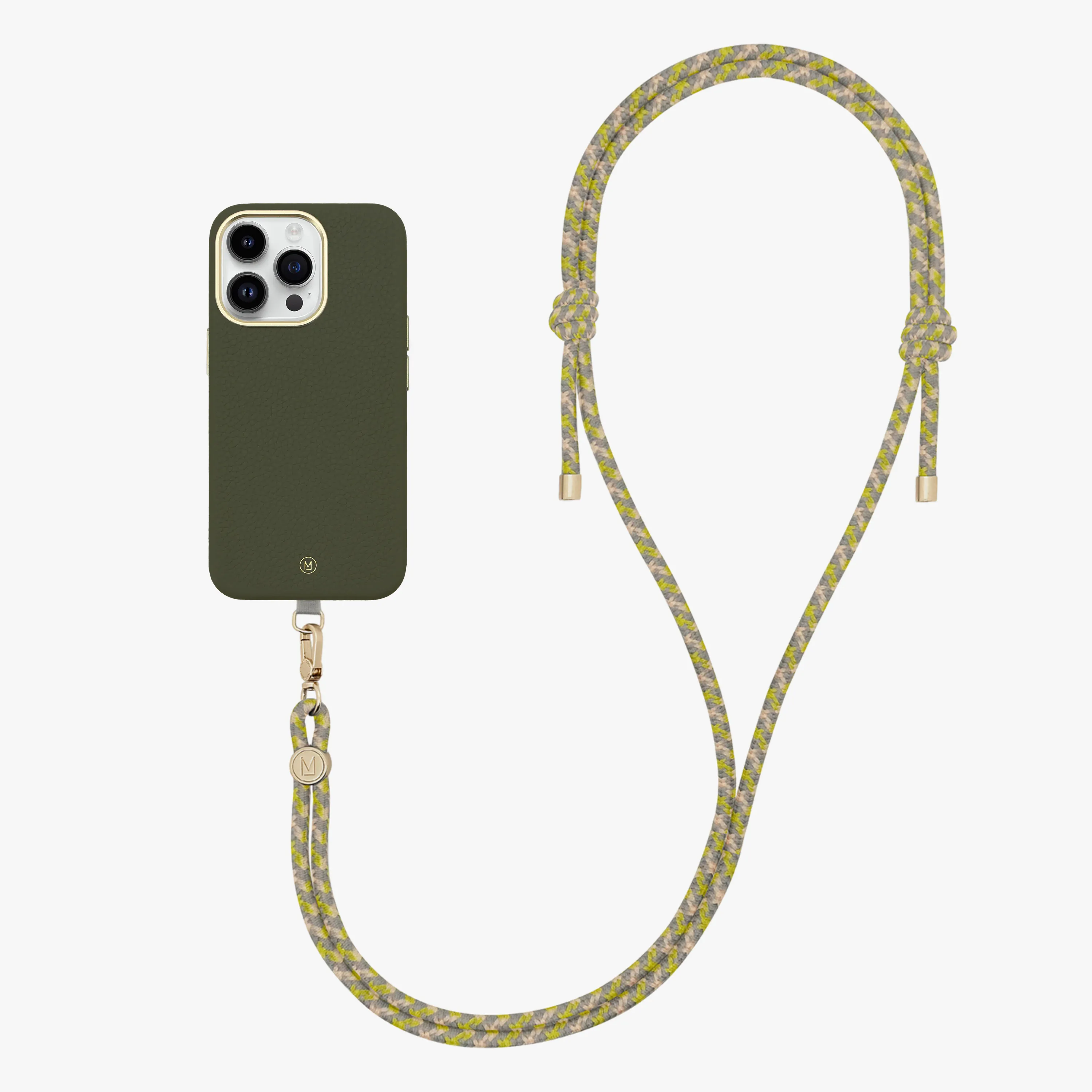 iPhone 13 Leather MagSafe Case with Crossbody Rope Strap
