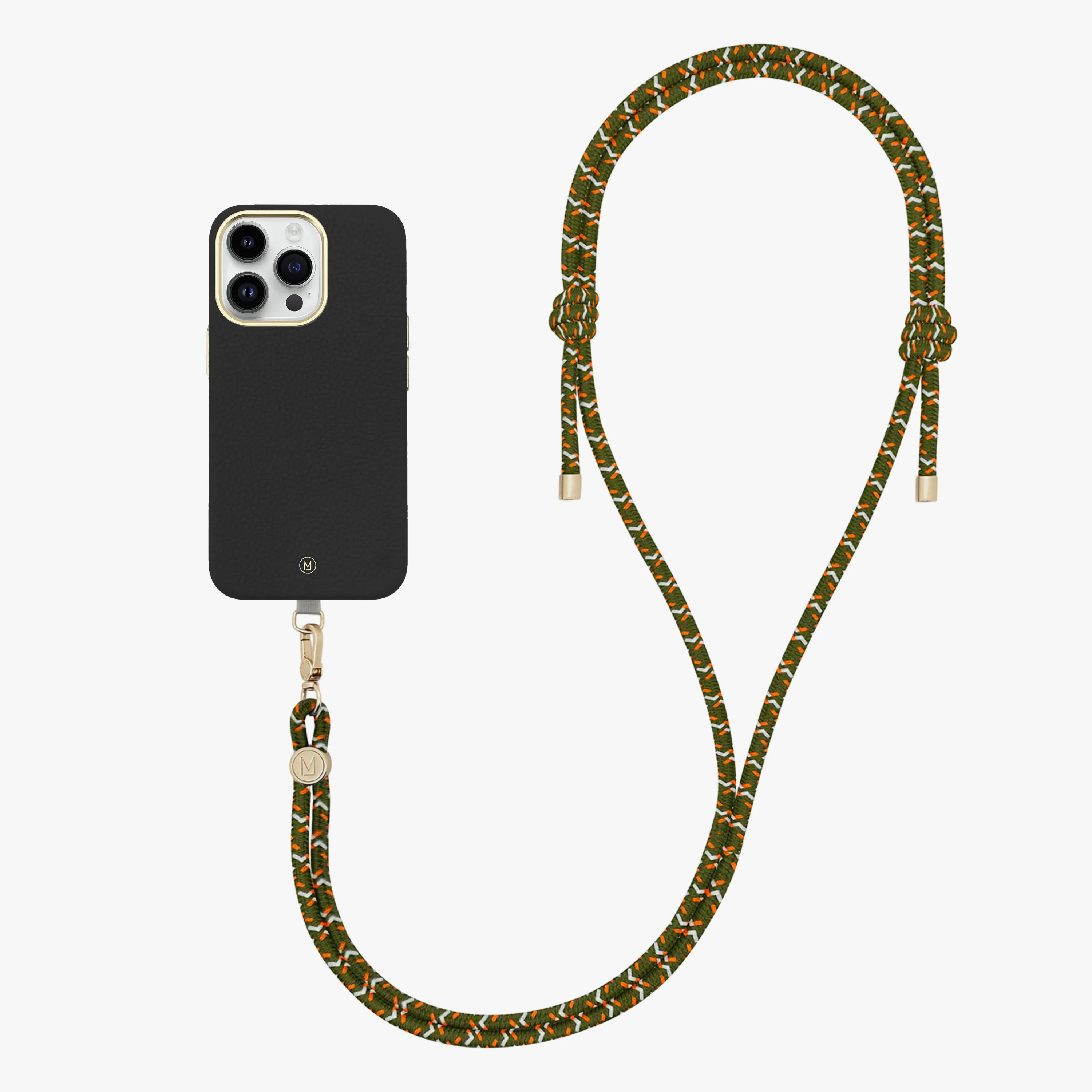 iPhone 13 Leather MagSafe Case with Crossbody Rope Strap