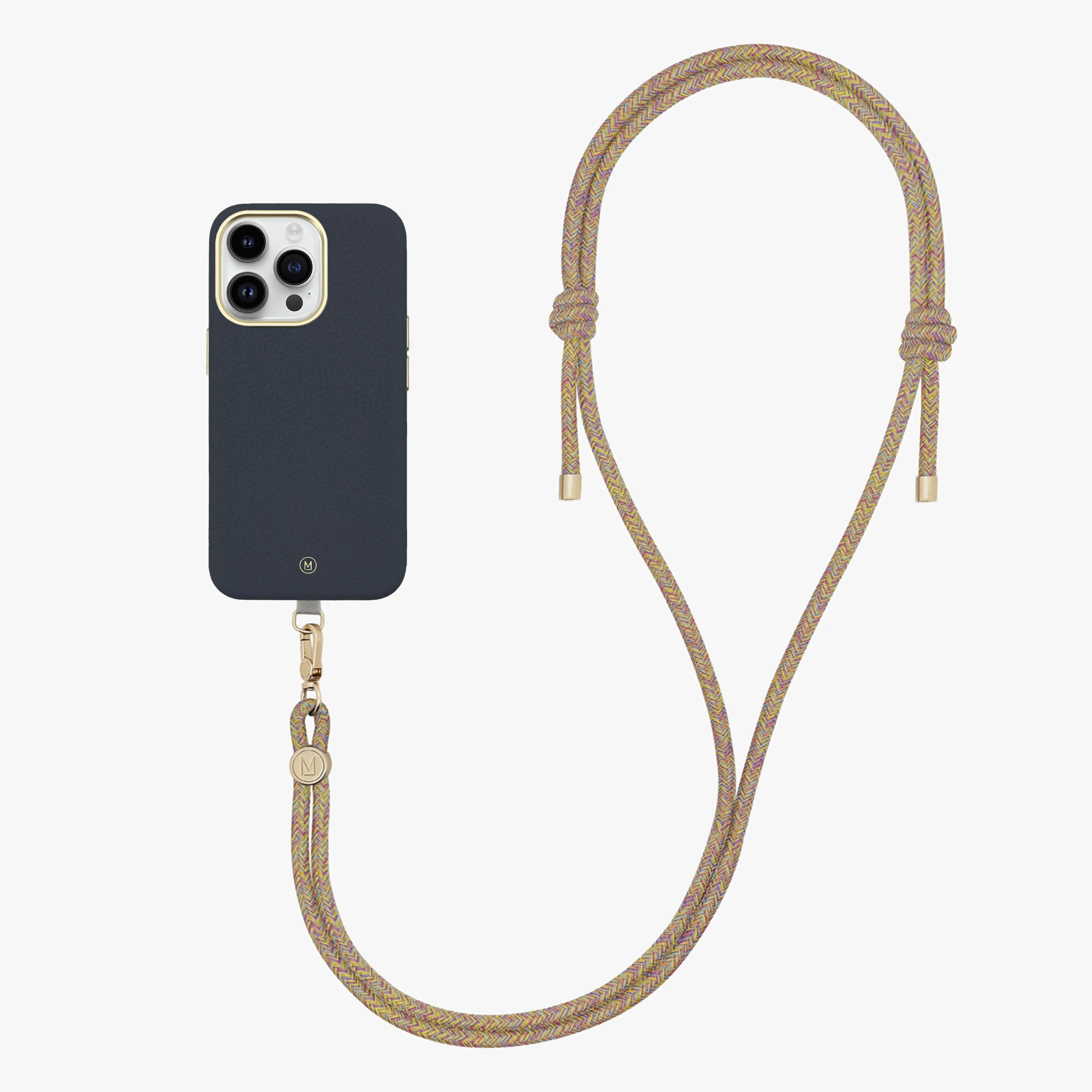 iPhone 13 Leather MagSafe Case with Crossbody Rope Strap