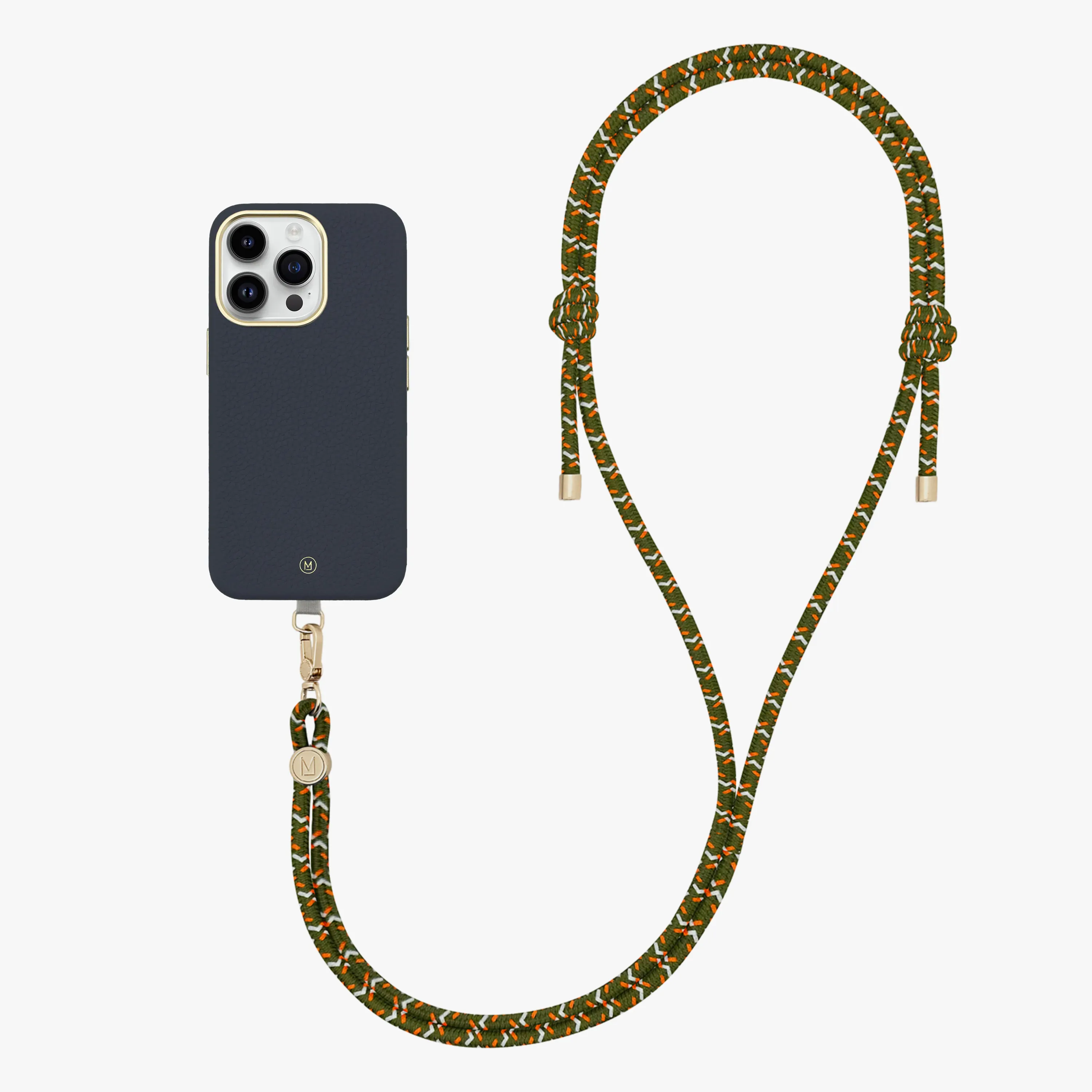 iPhone 13 Leather MagSafe Case with Crossbody Rope Strap
