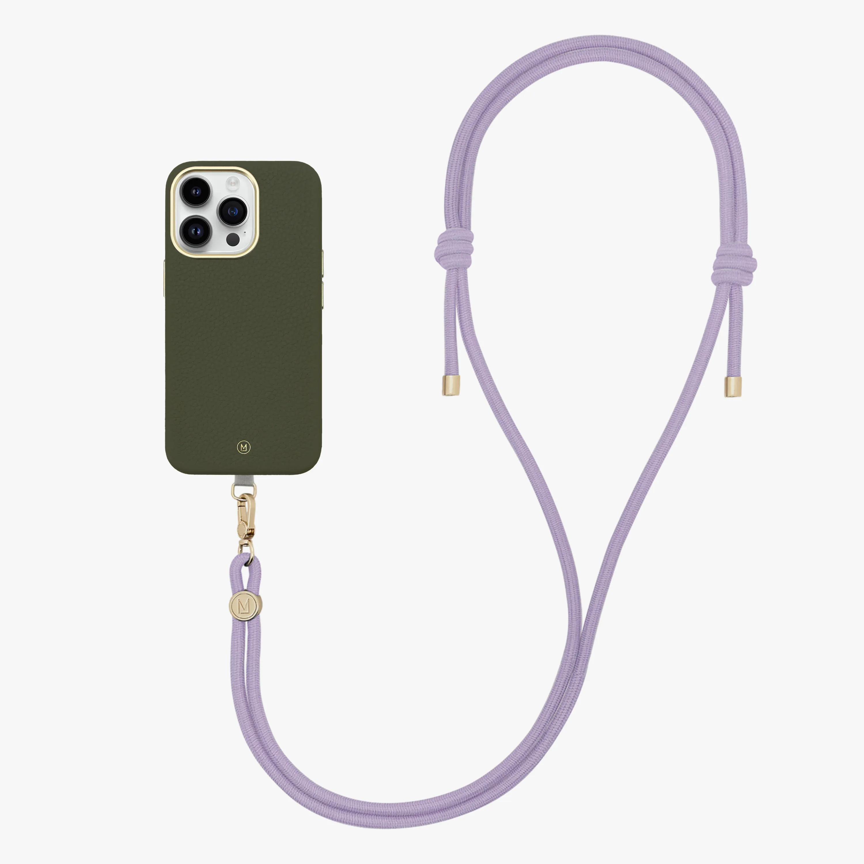 iPhone 13 Leather MagSafe Case with Crossbody Rope Strap