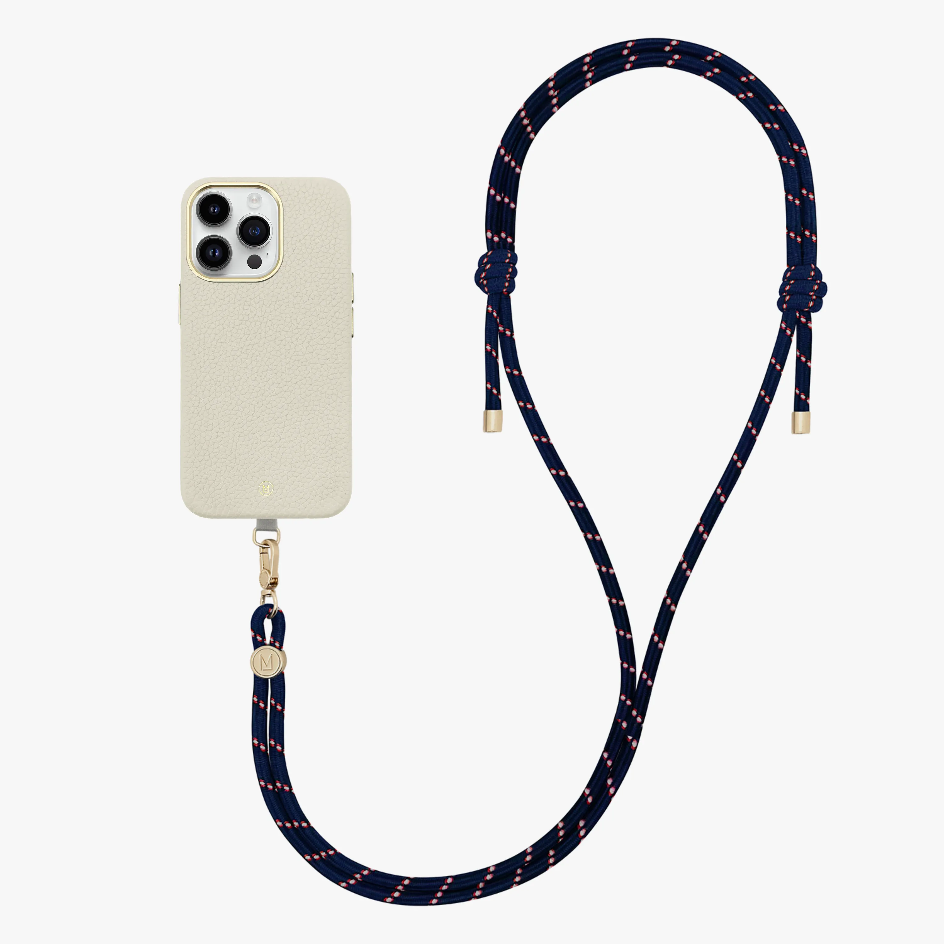 iPhone 13 Leather MagSafe Case with Crossbody Rope Strap