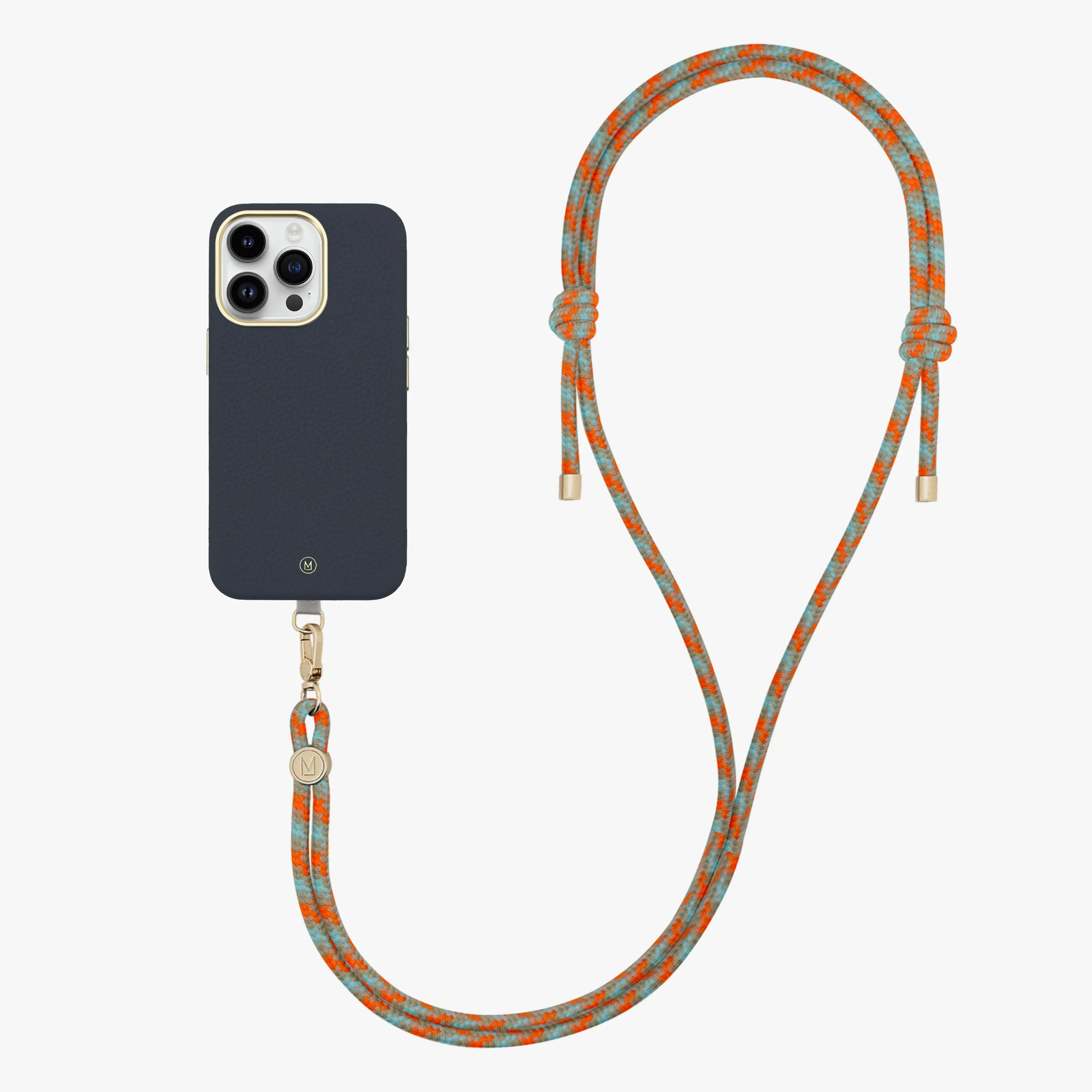 iPhone 13 Leather MagSafe Case with Crossbody Rope Strap