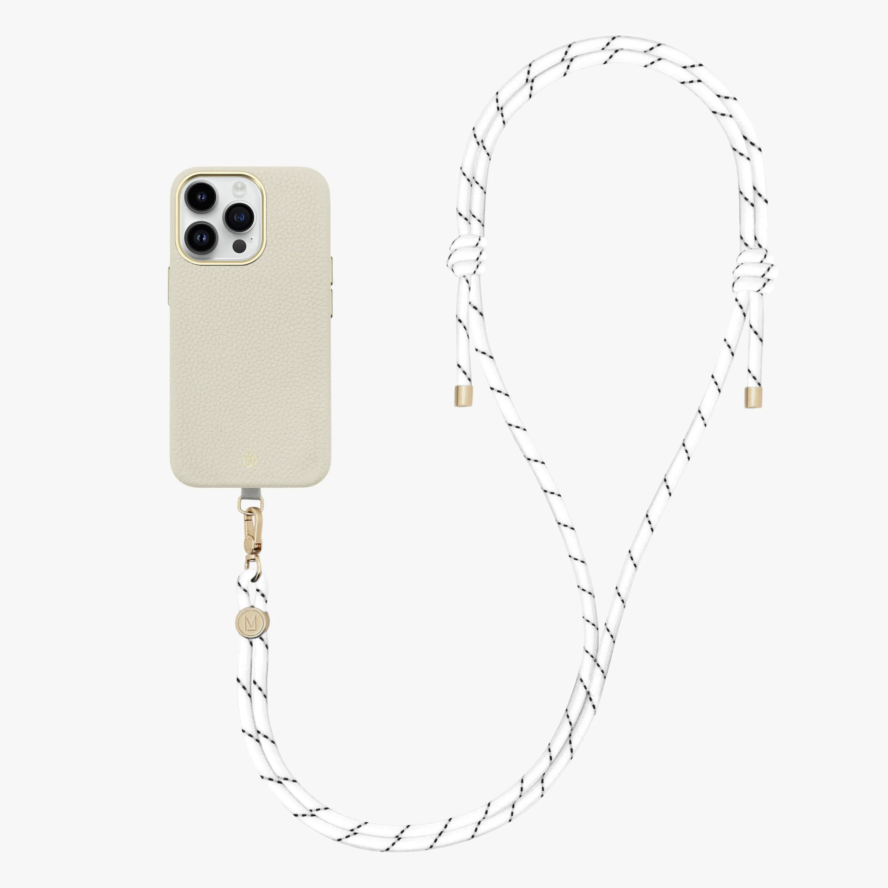 iPhone 13 Leather MagSafe Case with Crossbody Rope Strap