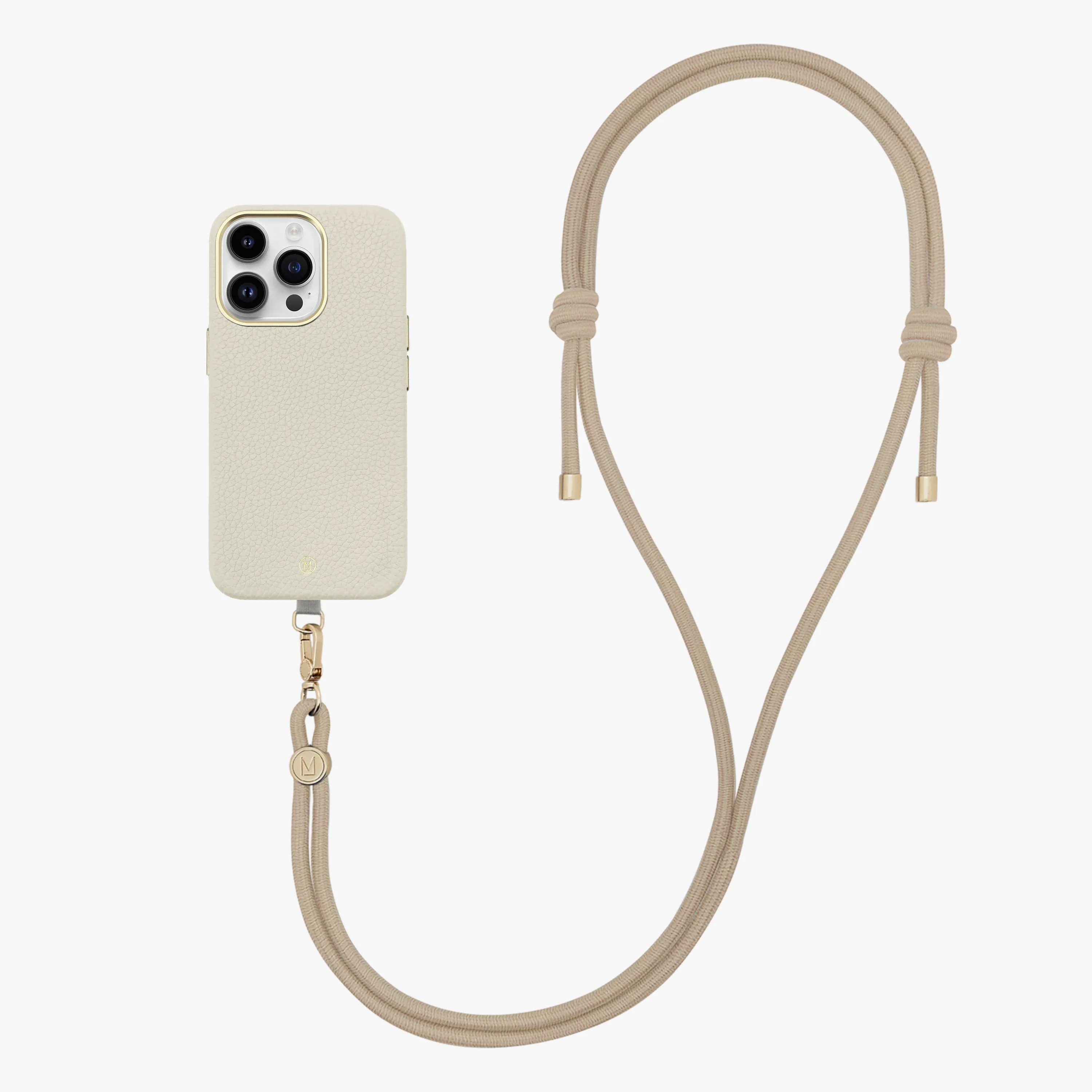 iPhone 13 Leather MagSafe Case with Crossbody Rope Strap