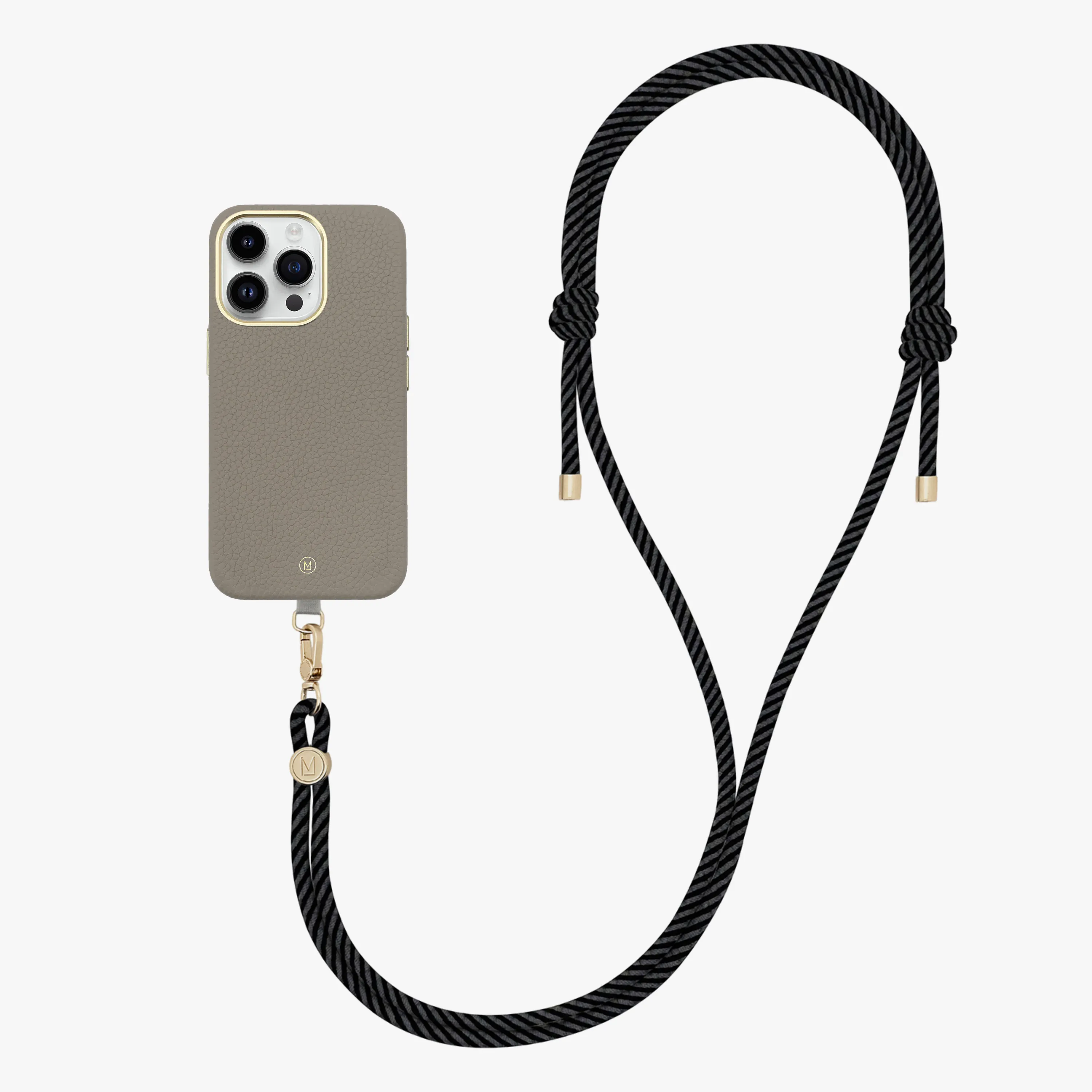iPhone 13 Leather MagSafe Case with Crossbody Rope Strap