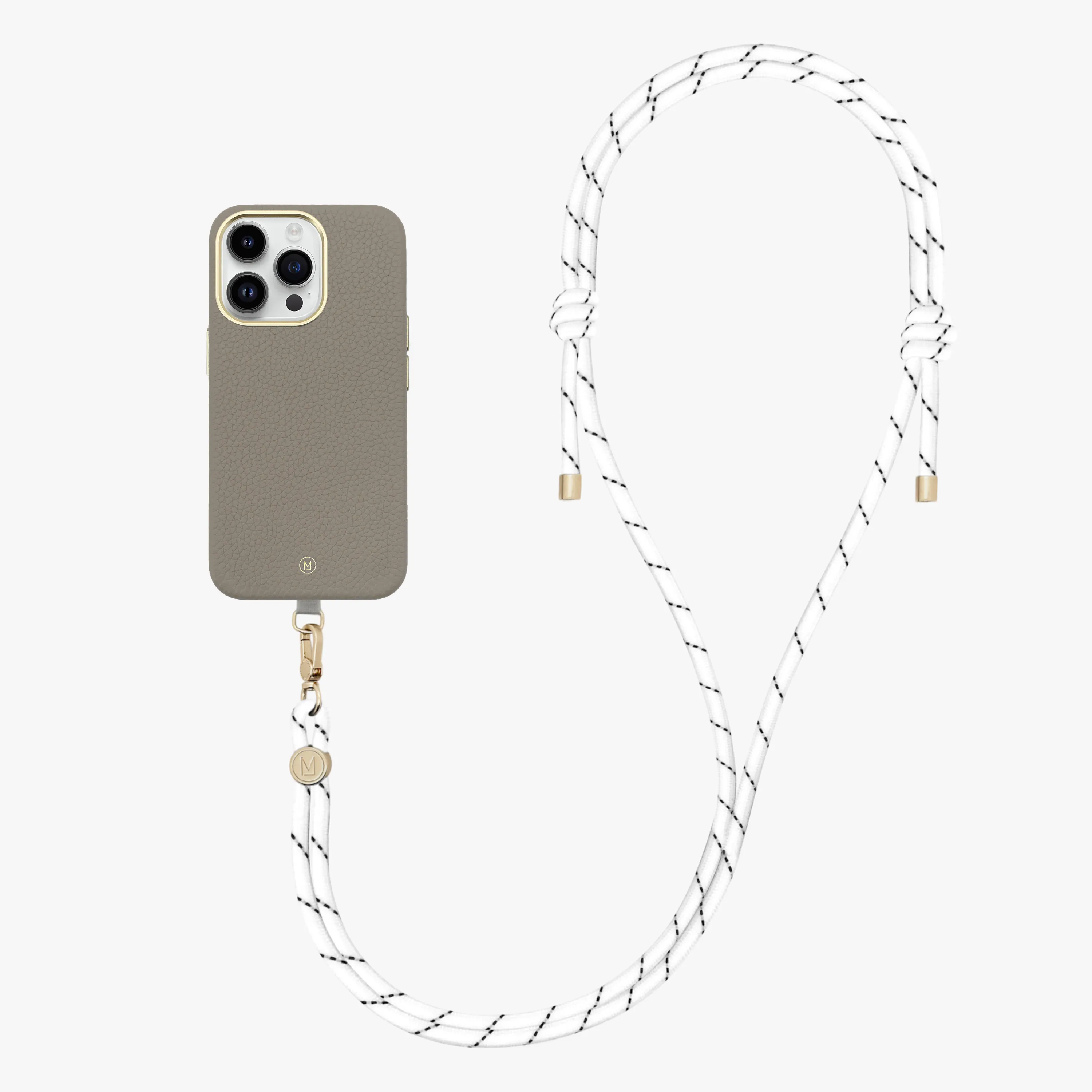 iPhone 13 Leather MagSafe Case with Crossbody Rope Strap