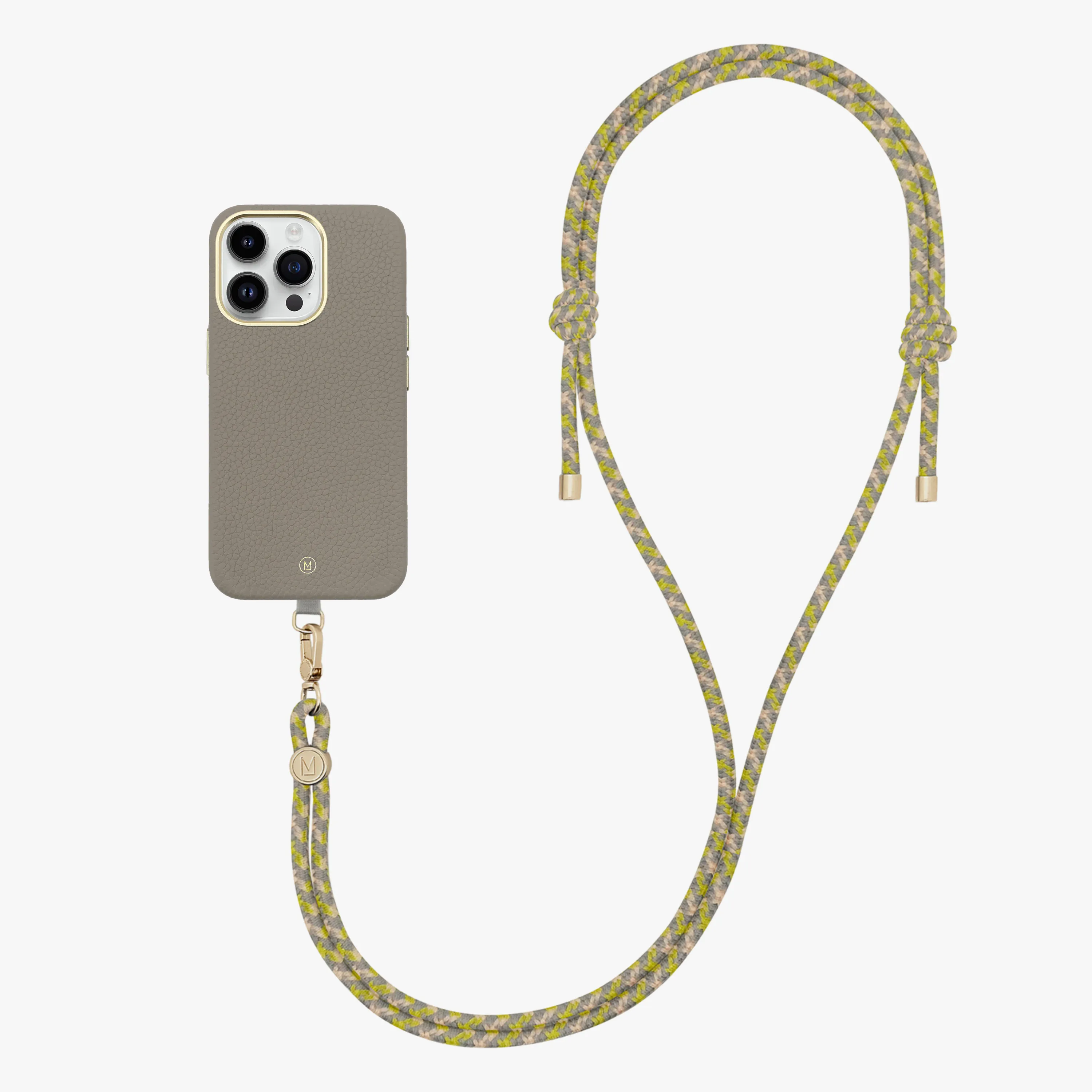 iPhone 13 Leather MagSafe Case with Crossbody Rope Strap