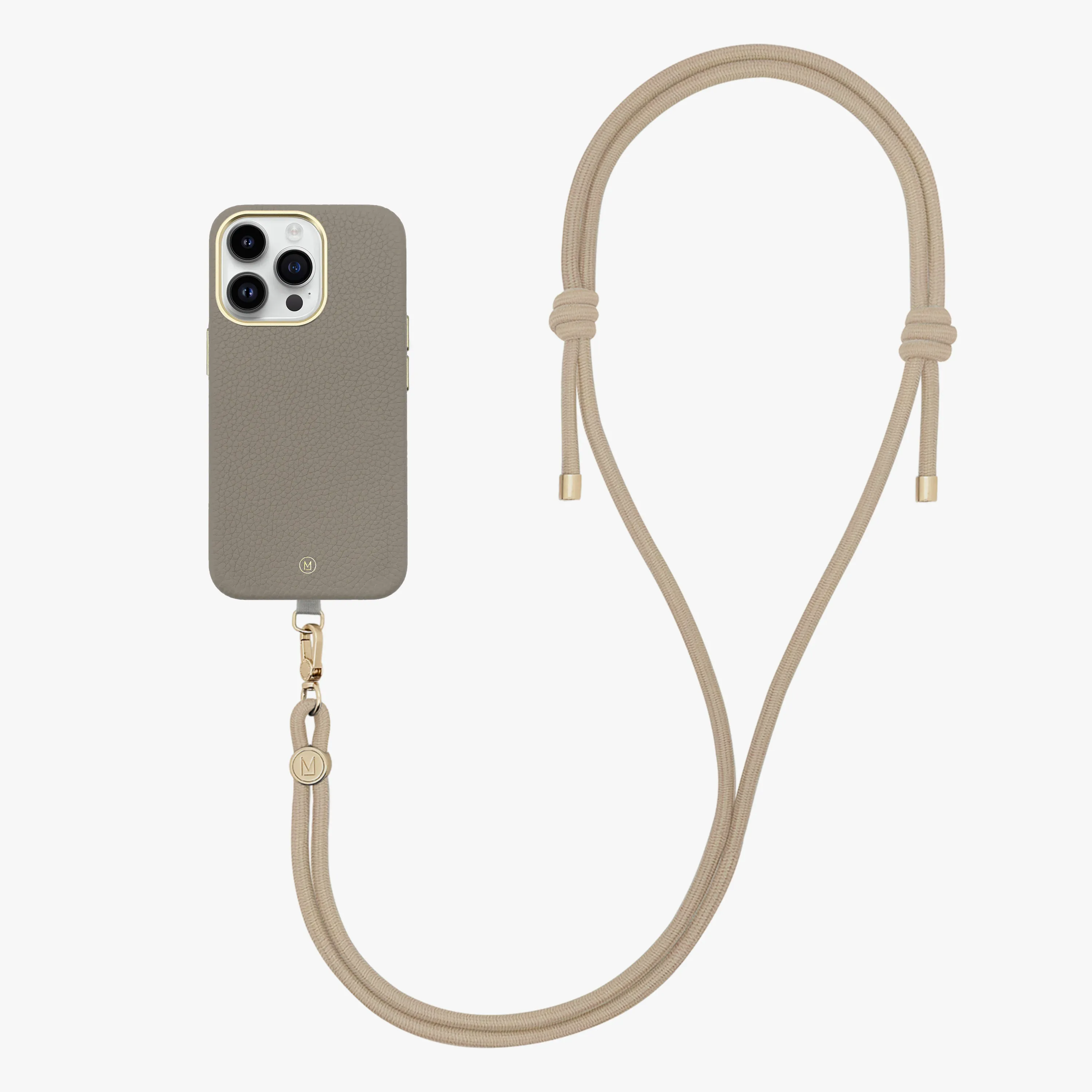 iPhone 13 Leather MagSafe Case with Crossbody Rope Strap