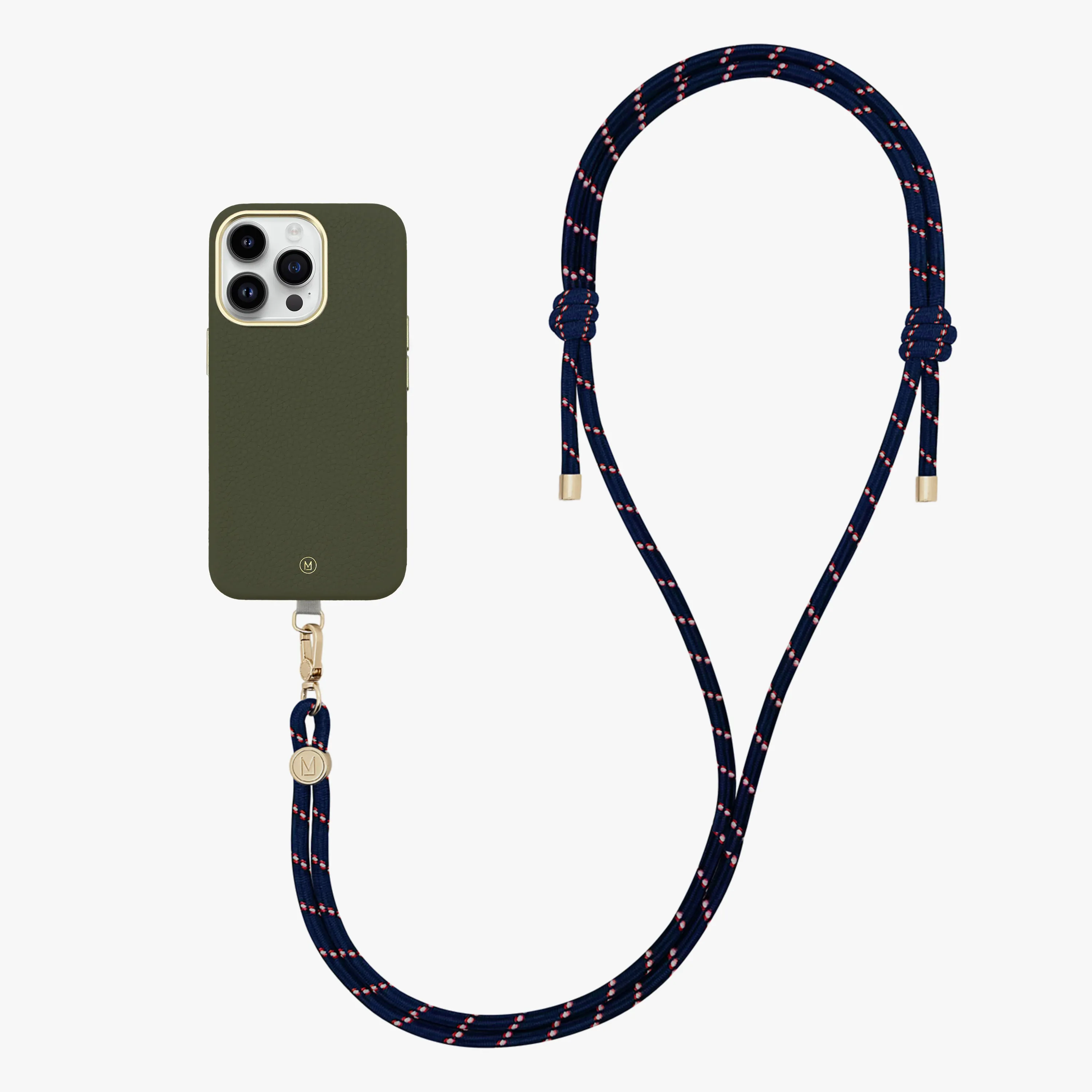 iPhone 13 Leather MagSafe Case with Crossbody Rope Strap