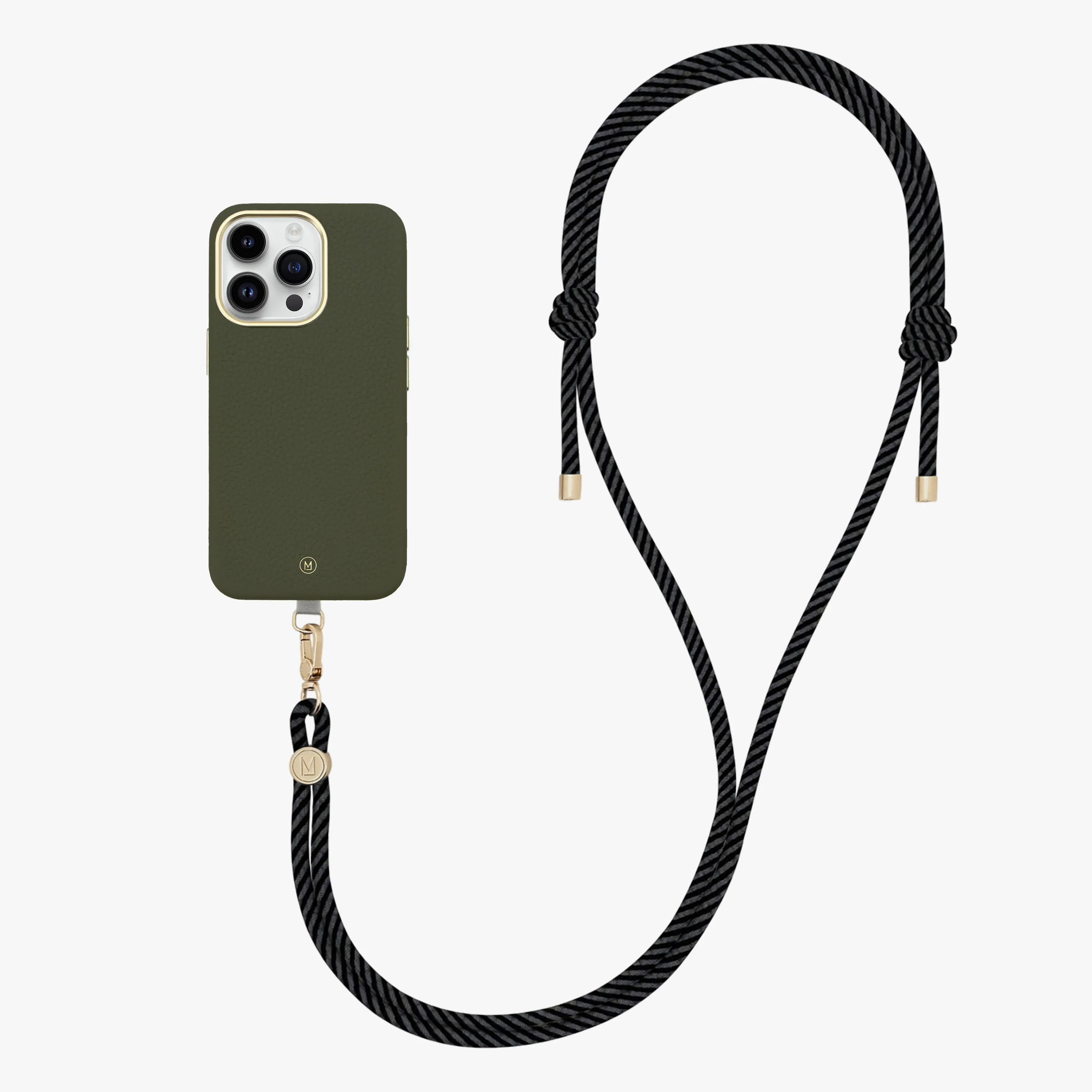 iPhone 13 Leather MagSafe Case with Crossbody Rope Strap