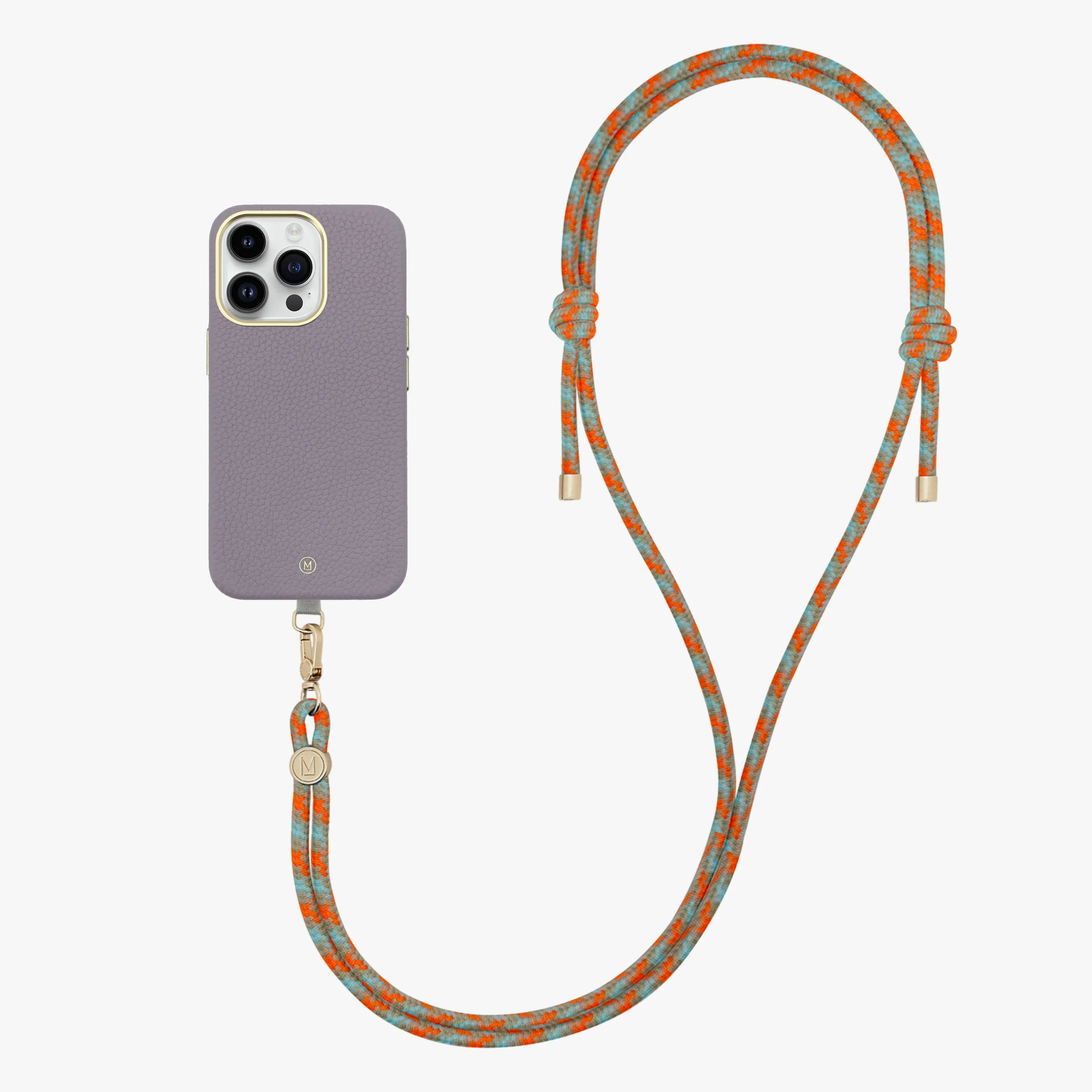 iPhone 13 Leather MagSafe Case with Crossbody Rope Strap