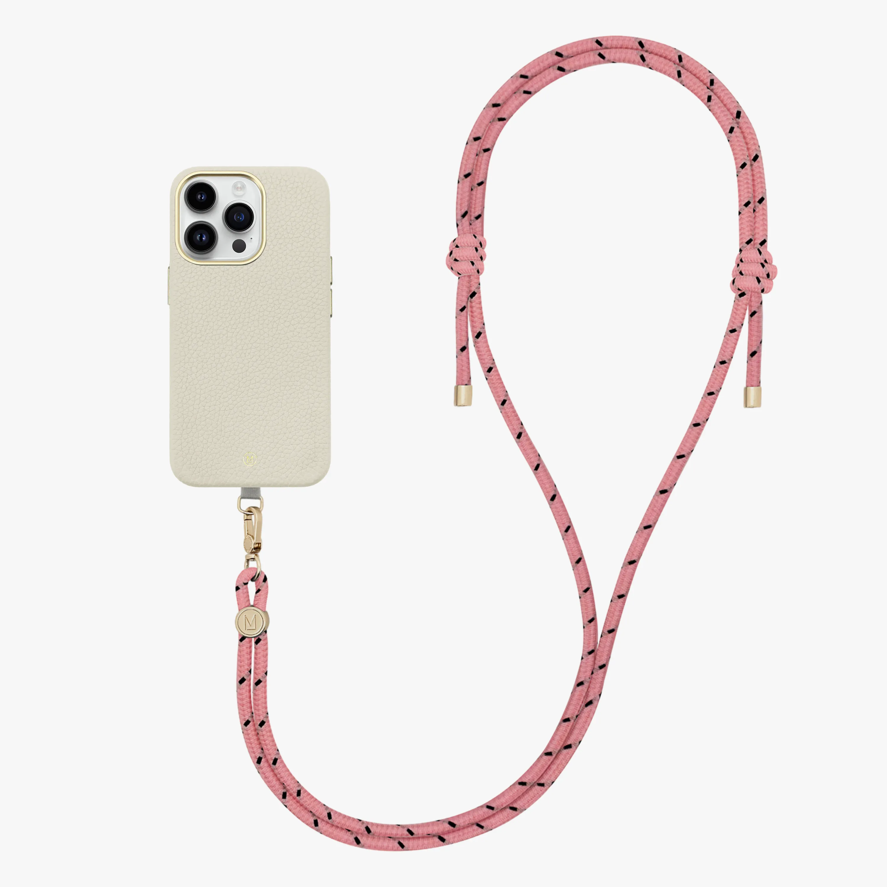 iPhone 13 Leather MagSafe Case with Crossbody Rope Strap