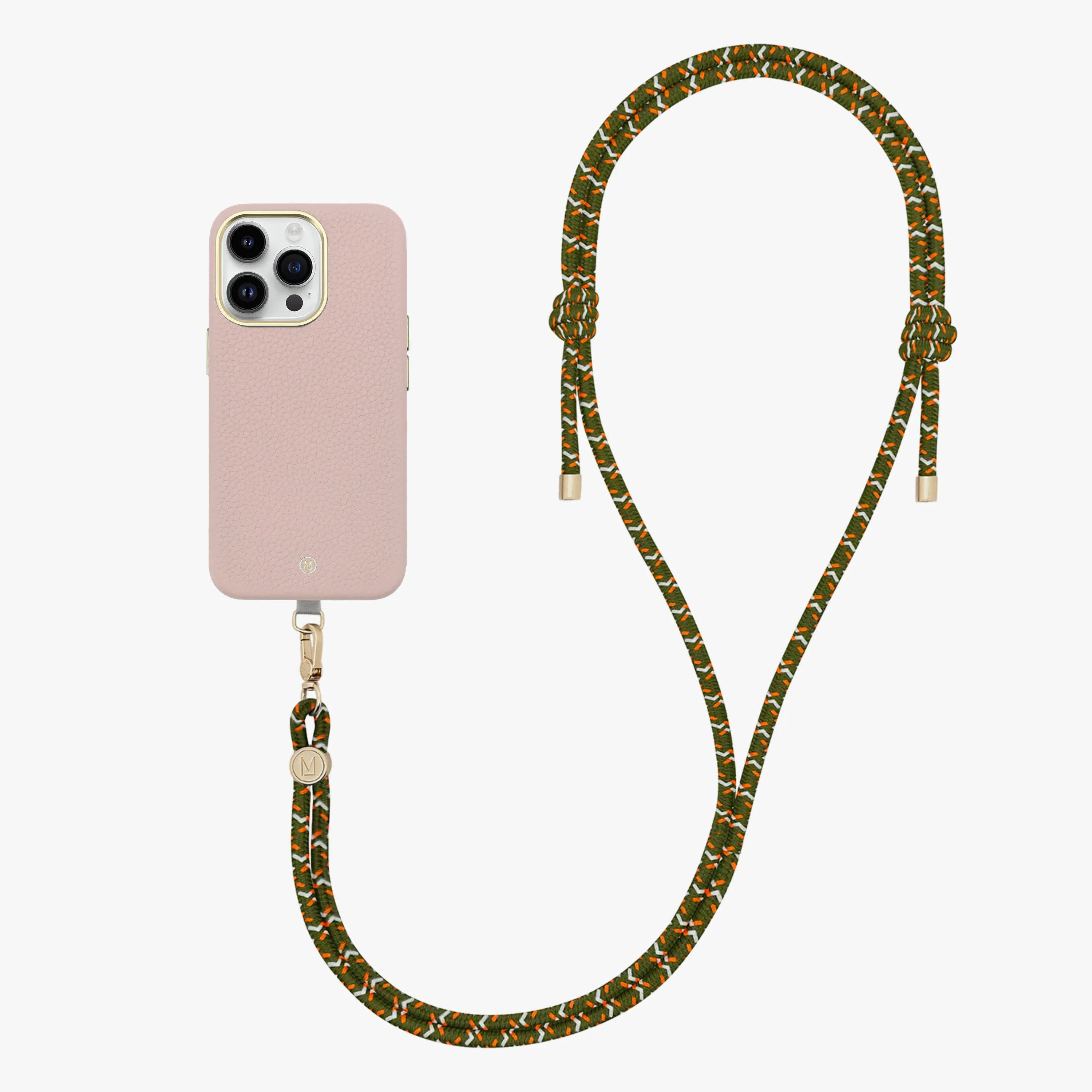 iPhone 13 Leather MagSafe Case with Crossbody Rope Strap