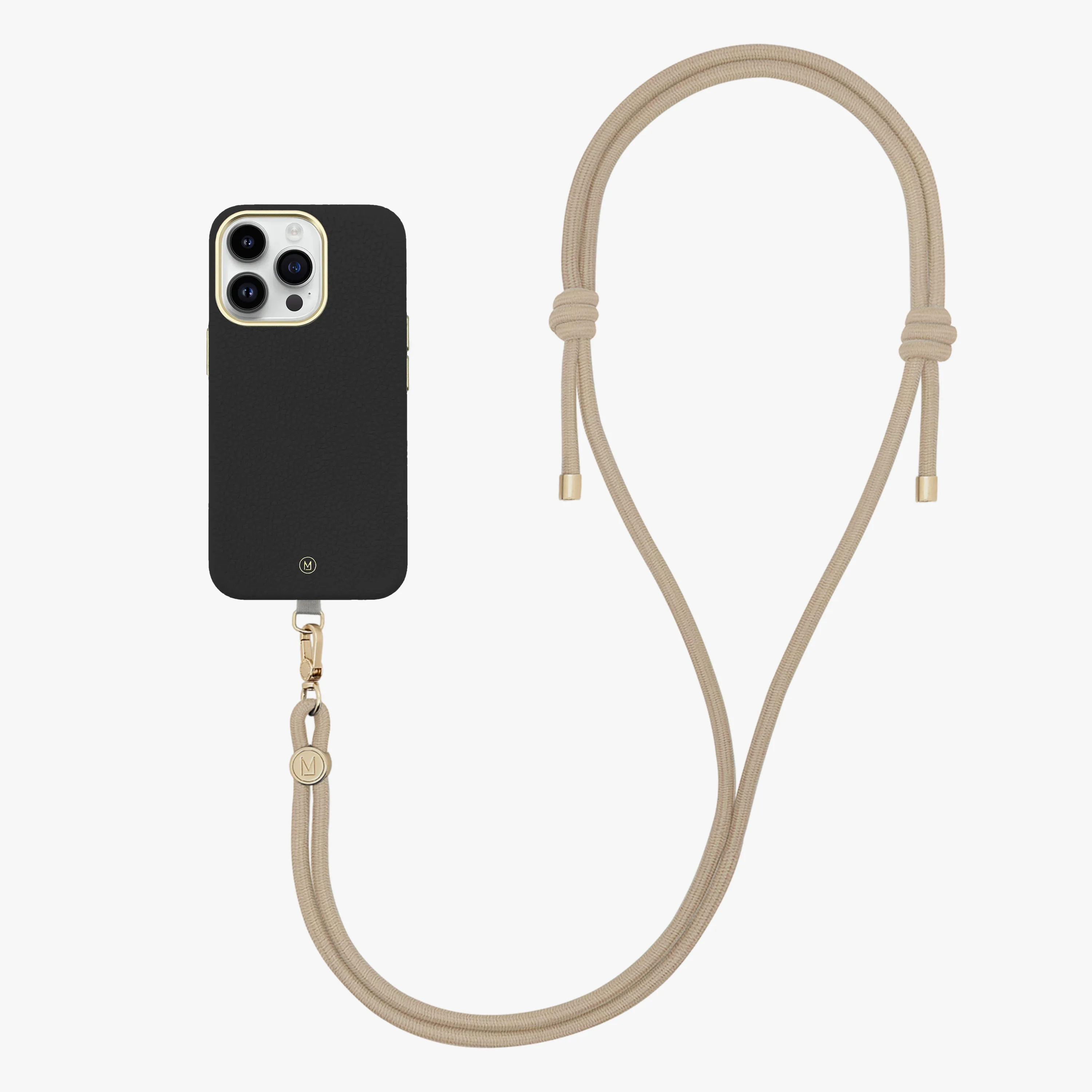 iPhone 13 Leather MagSafe Case with Crossbody Rope Strap