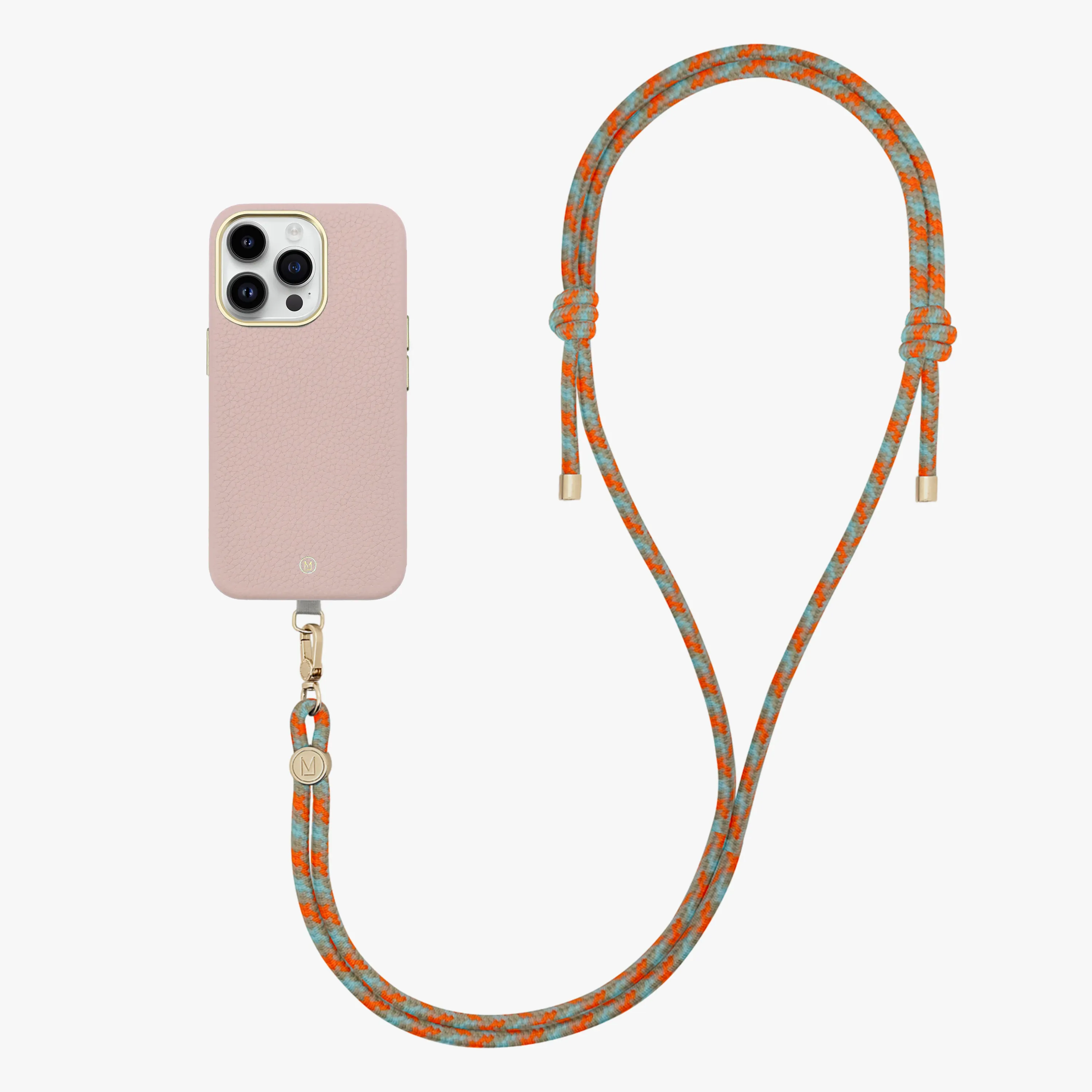 iPhone 13 Leather MagSafe Case with Crossbody Rope Strap