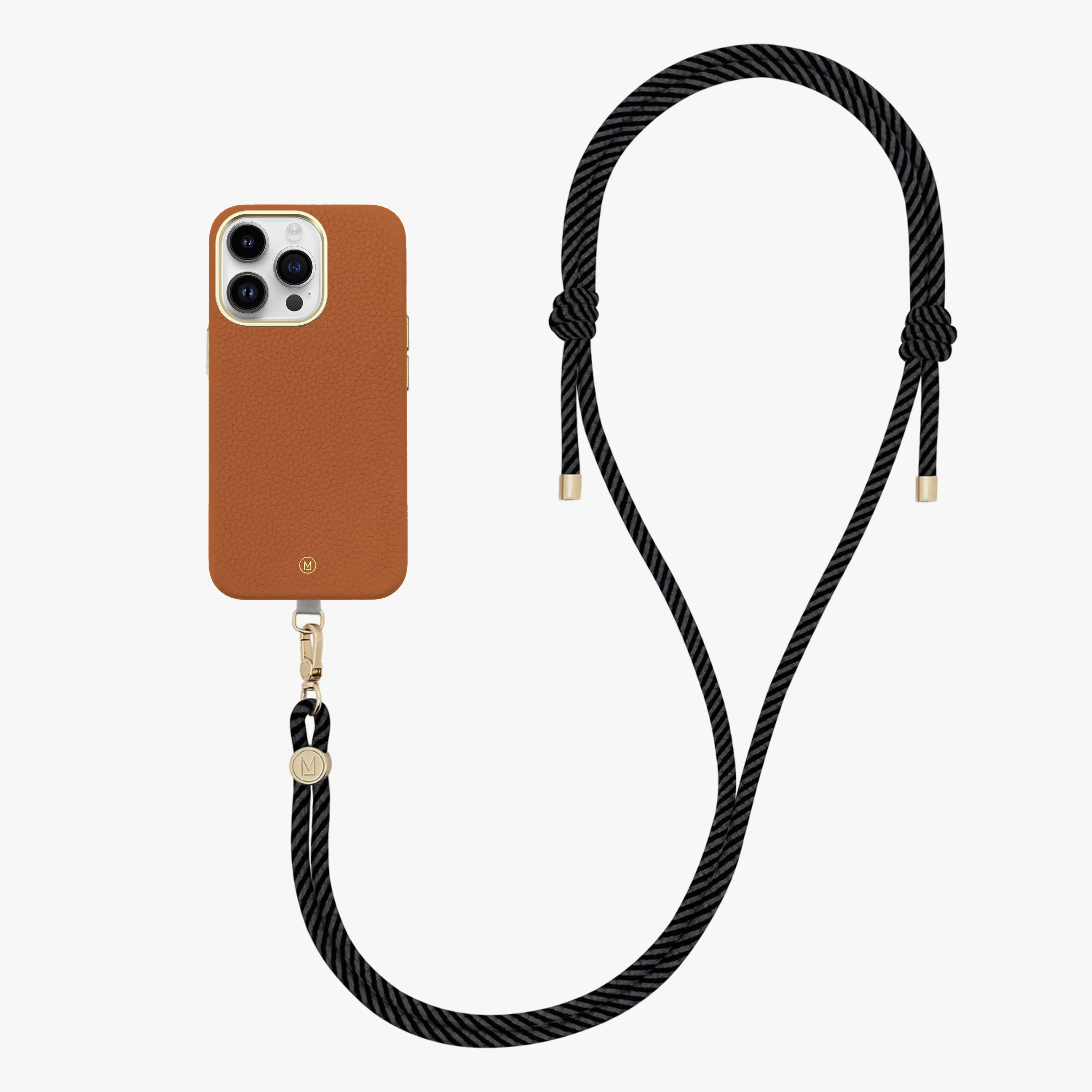 iPhone 13 Leather MagSafe Case with Crossbody Rope Strap
