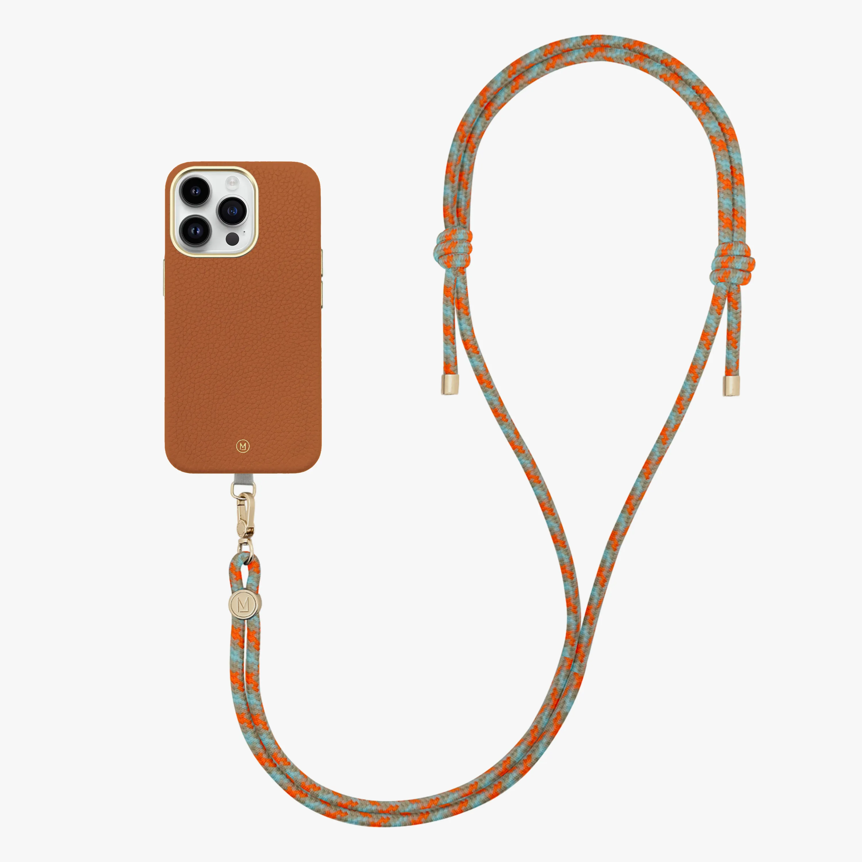 iPhone 13 Leather MagSafe Case with Crossbody Rope Strap