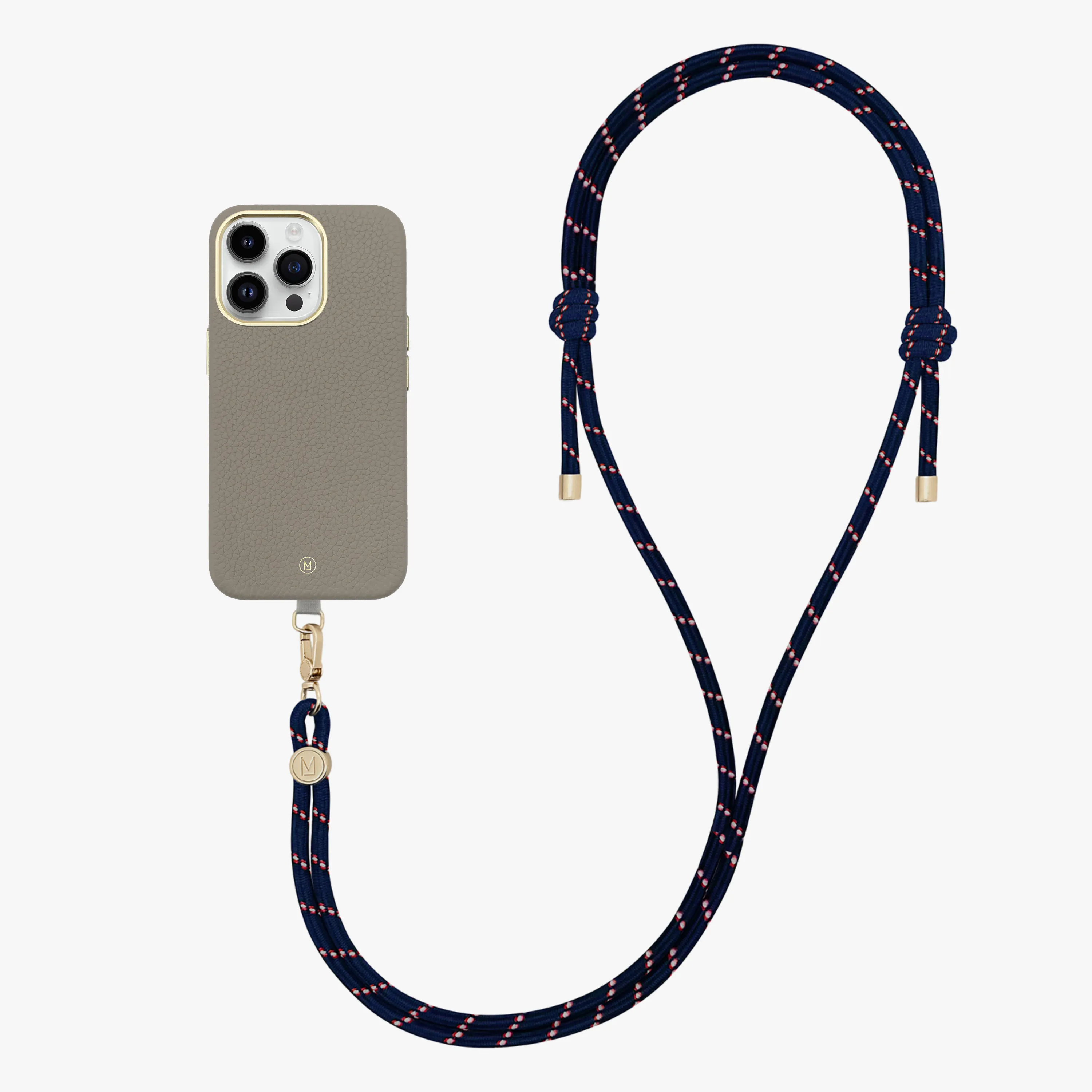 iPhone 13 Leather MagSafe Case with Crossbody Rope Strap