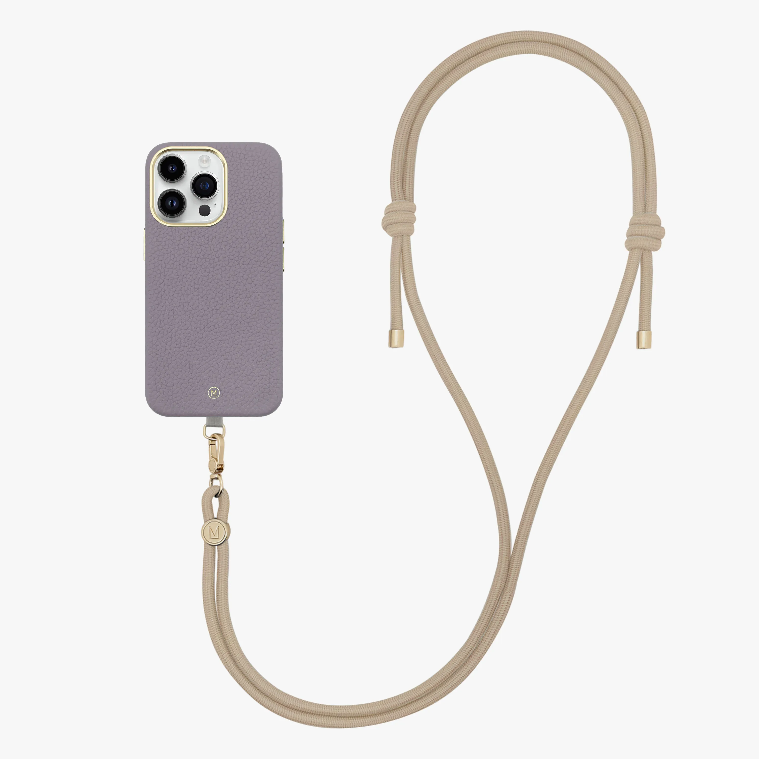 iPhone 13 Leather MagSafe Case with Crossbody Rope Strap