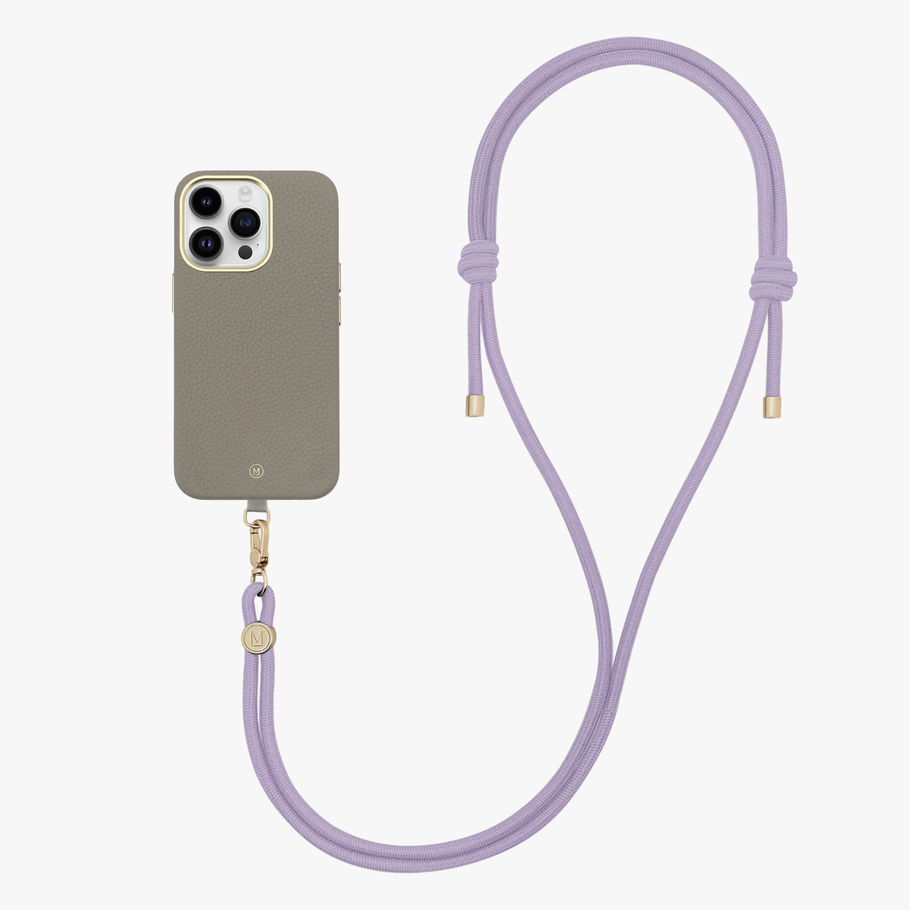 iPhone 13 Leather MagSafe Case with Crossbody Rope Strap