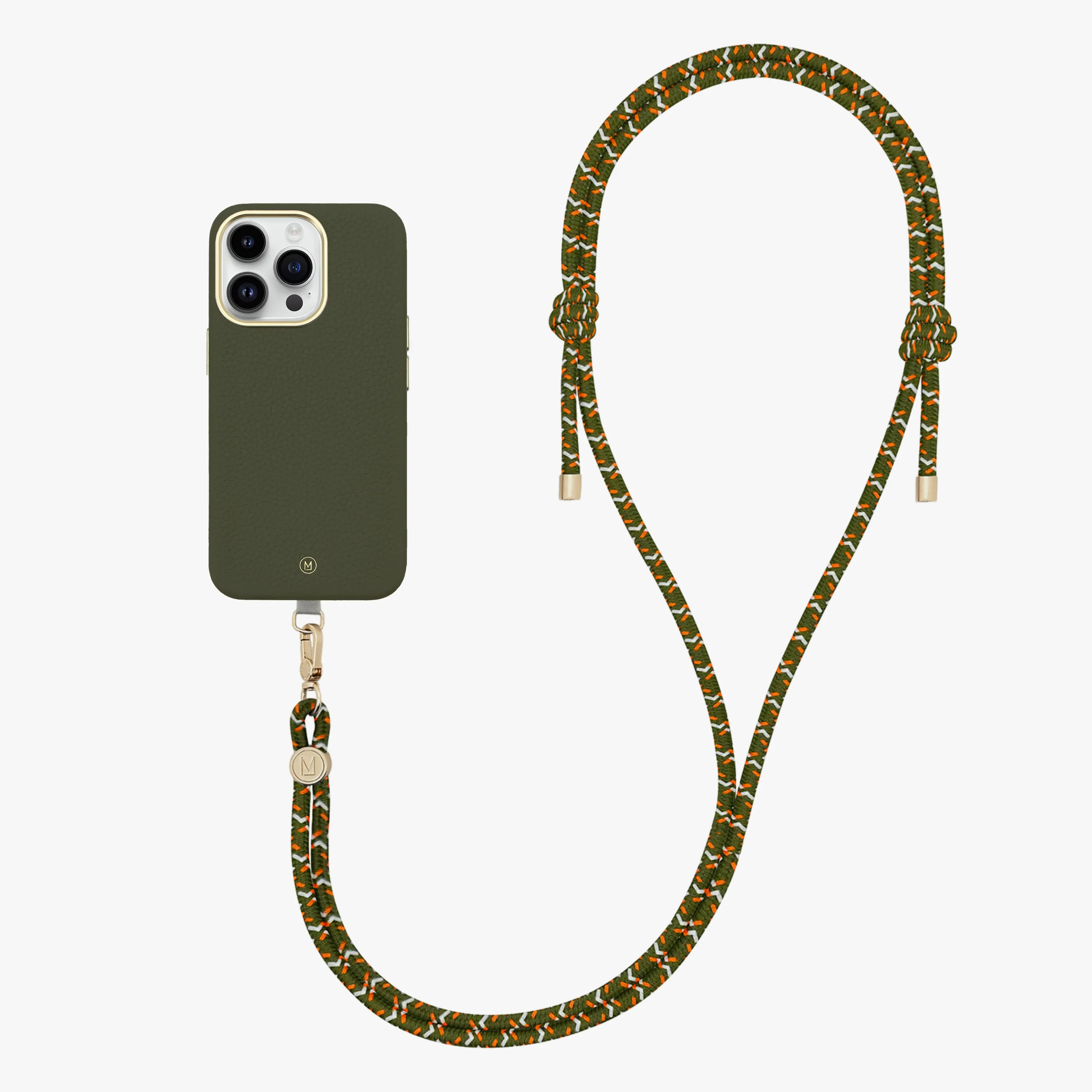 iPhone 13 Leather MagSafe Case with Crossbody Rope Strap