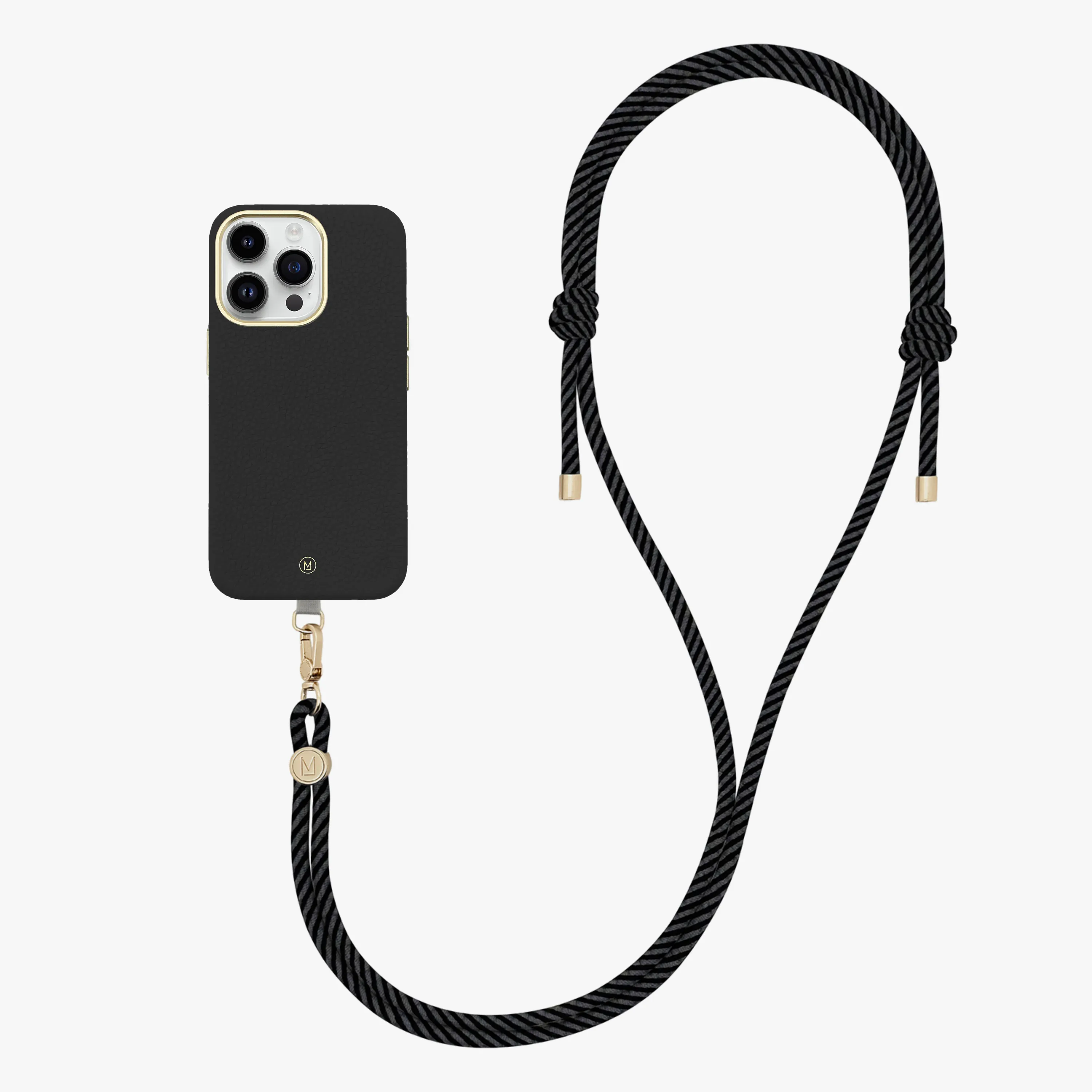 iPhone 13 Leather MagSafe Case with Crossbody Rope Strap