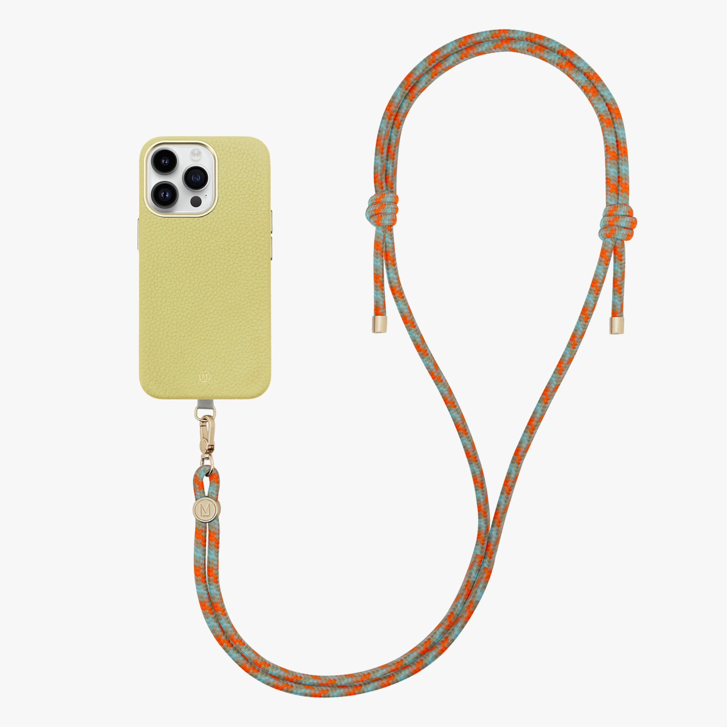 iPhone 13 Leather MagSafe Case with Crossbody Rope Strap