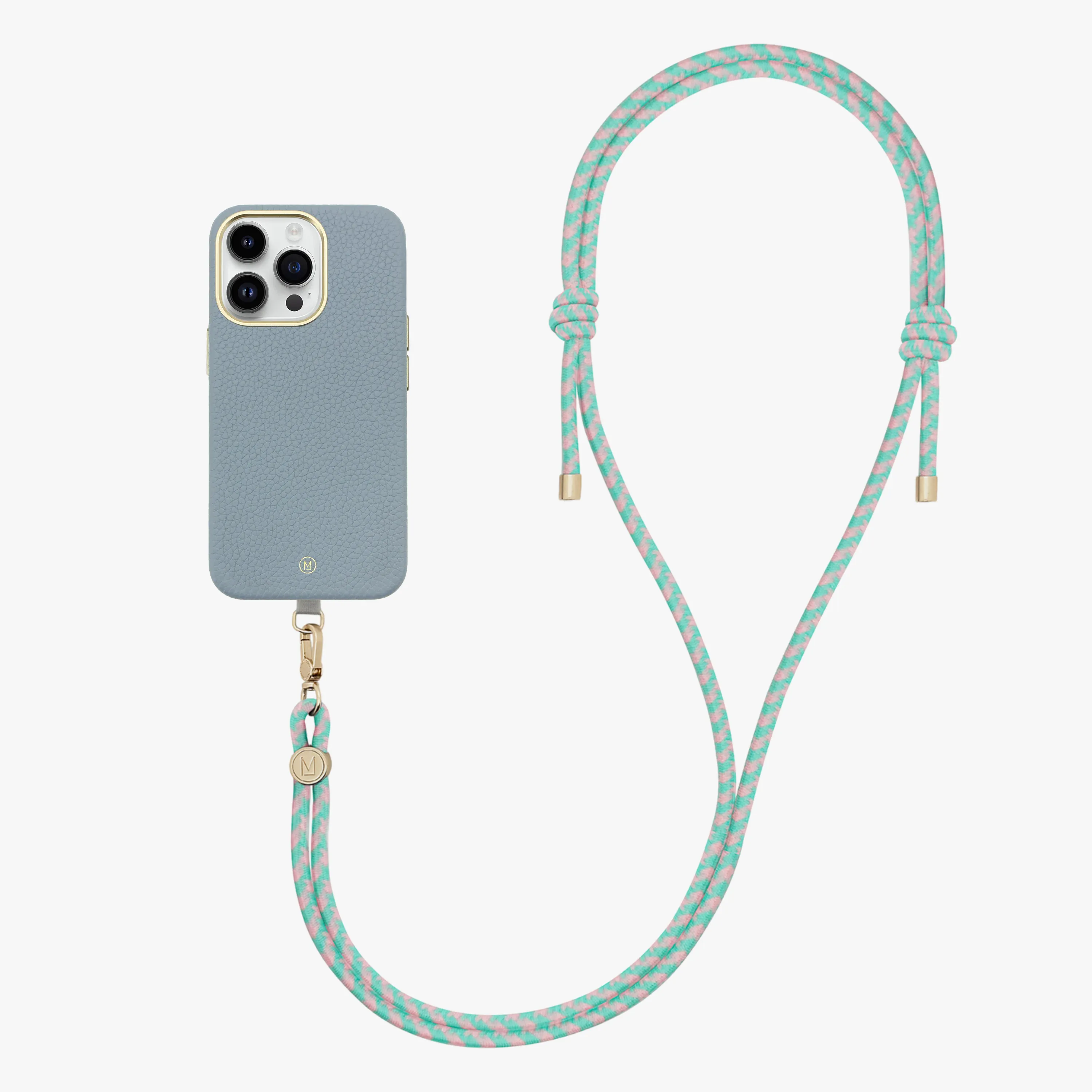 iPhone 13 Leather MagSafe Case with Crossbody Rope Strap