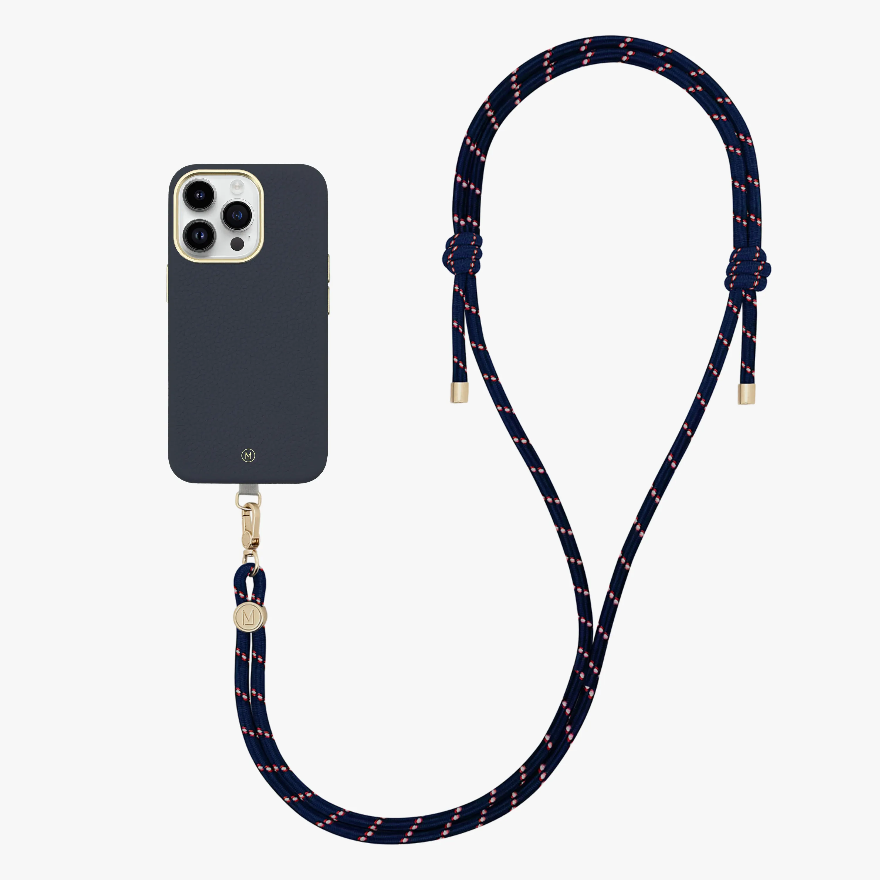 iPhone 13 Leather MagSafe Case with Crossbody Rope Strap