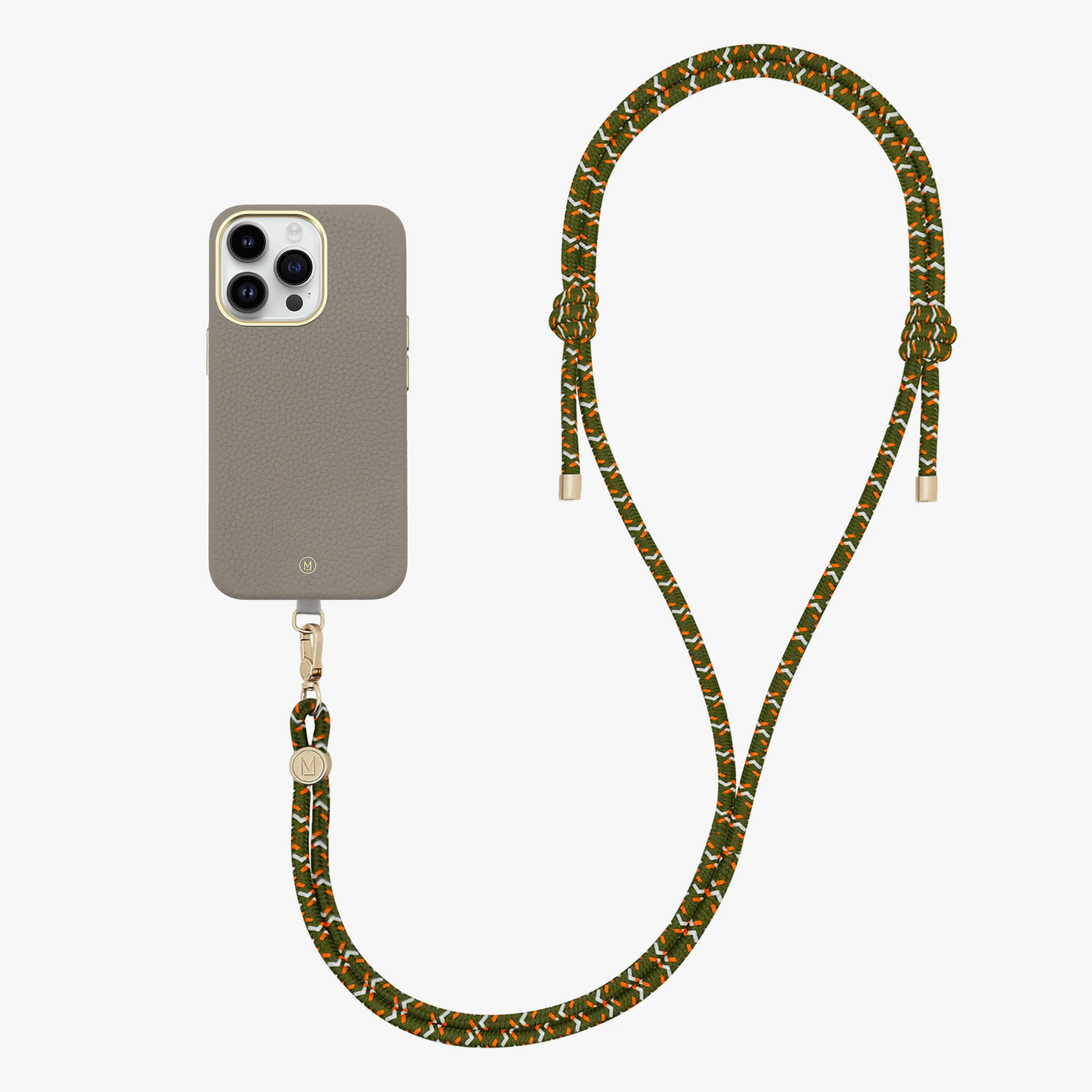 iPhone 13 Leather MagSafe Case with Crossbody Rope Strap