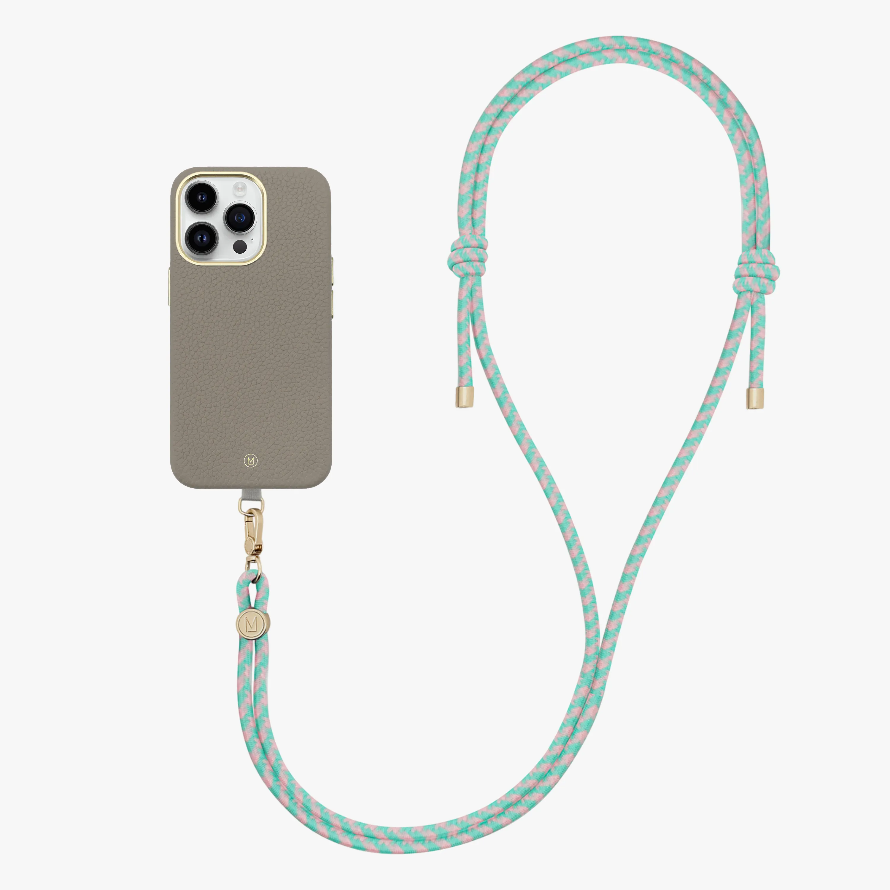iPhone 13 Leather MagSafe Case with Crossbody Rope Strap