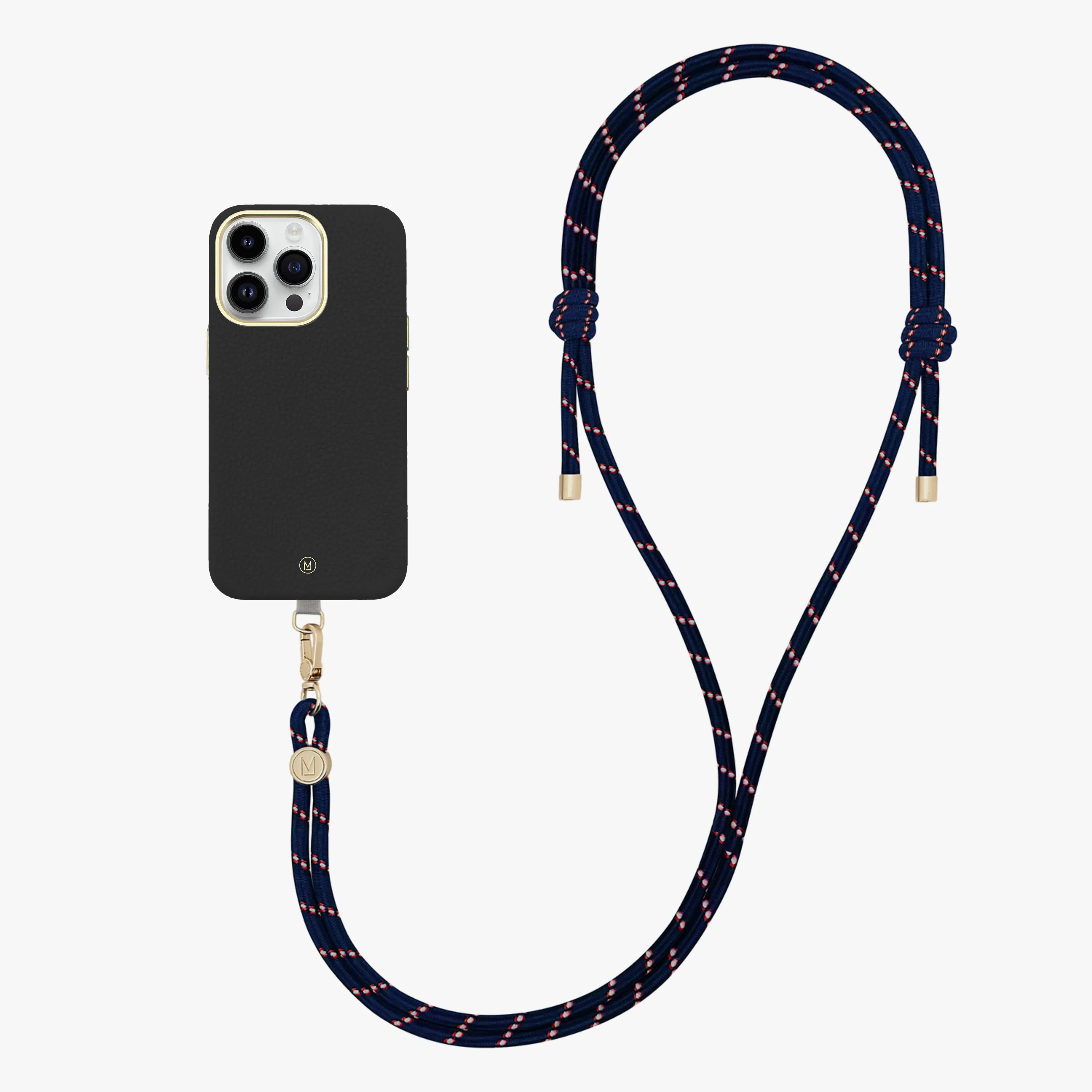 iPhone 13 Leather MagSafe Case with Crossbody Rope Strap