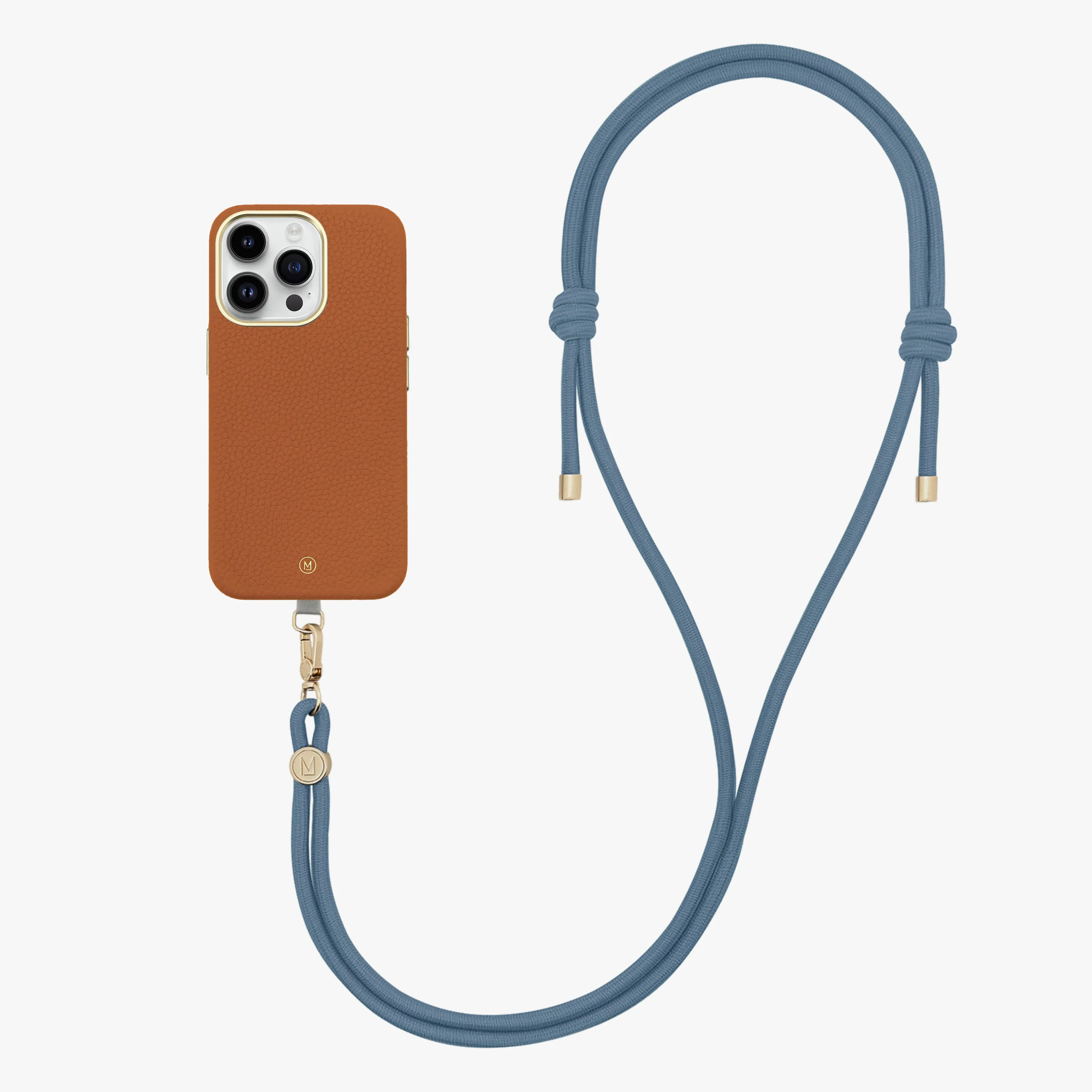 iPhone 13 Leather MagSafe Case with Crossbody Rope Strap
