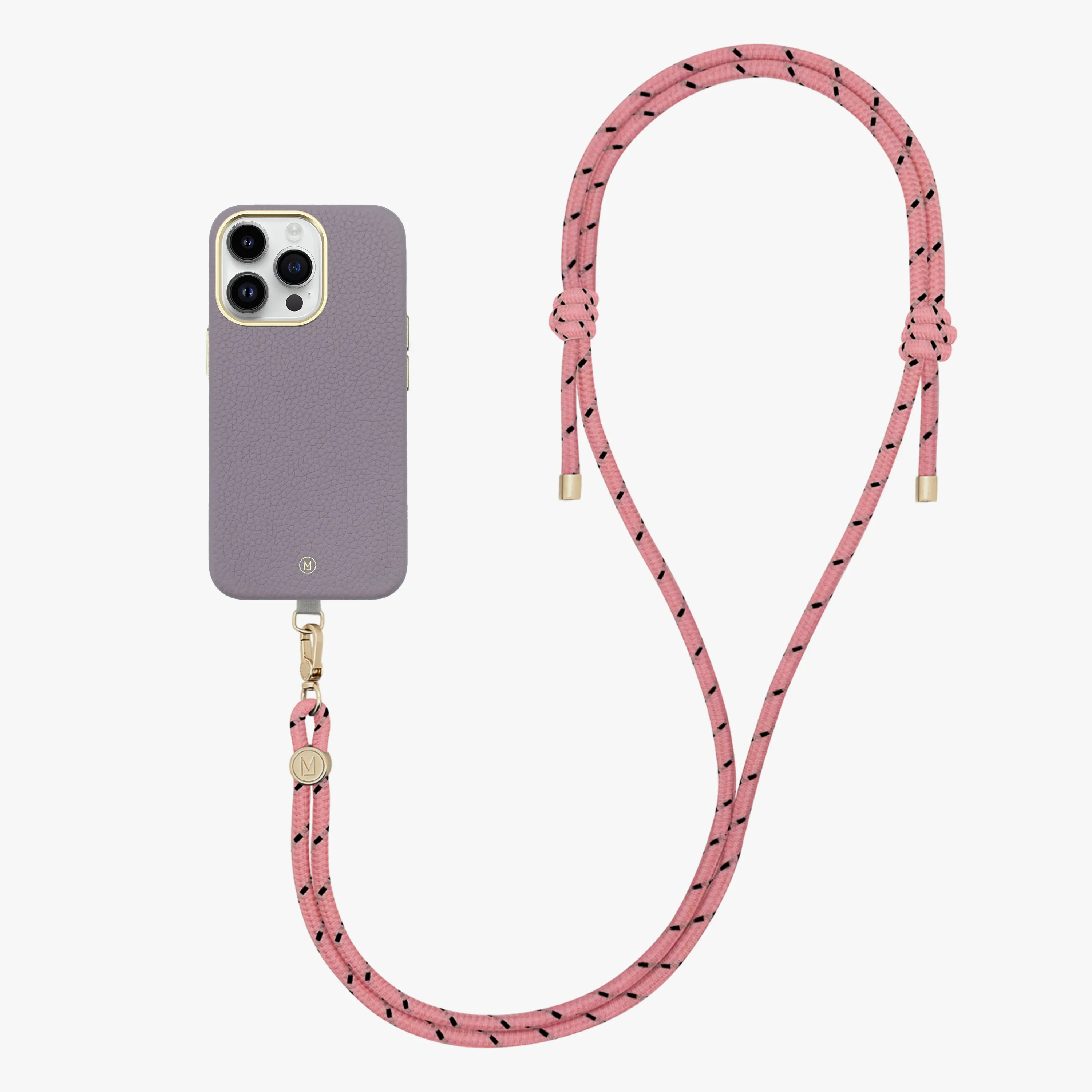 iPhone 13 Leather MagSafe Case with Crossbody Rope Strap