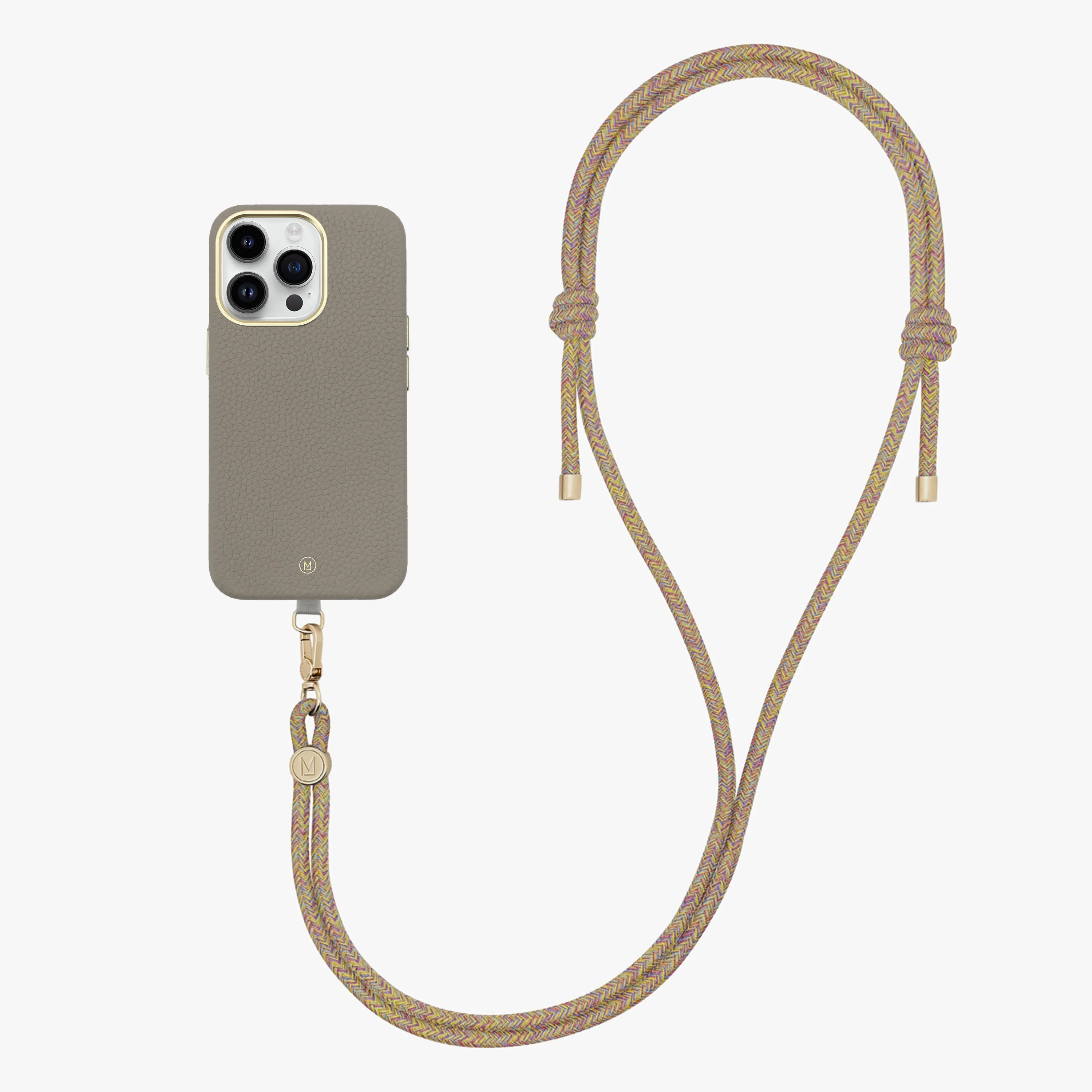 iPhone 13 Leather MagSafe Case with Crossbody Rope Strap