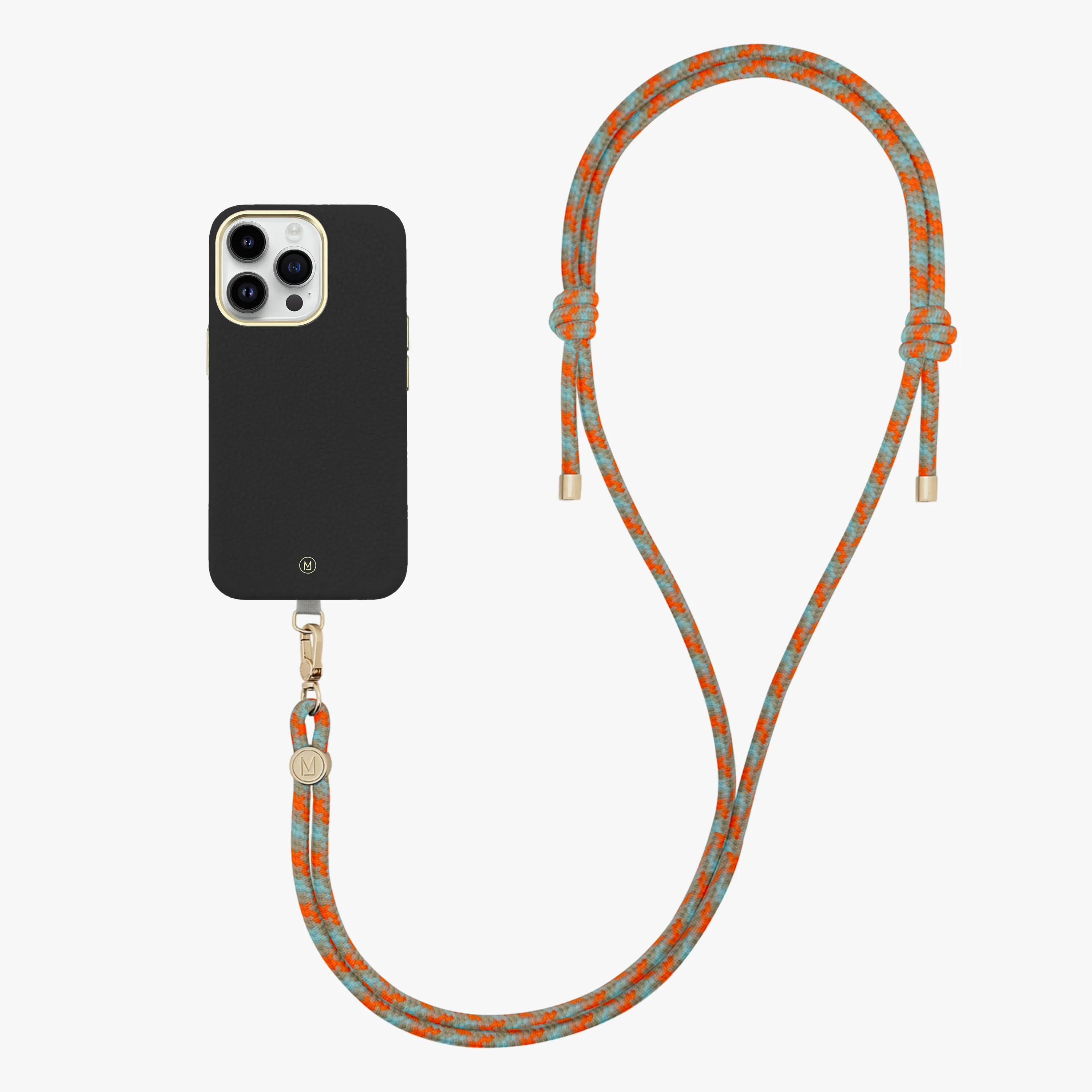 iPhone 13 Leather MagSafe Case with Crossbody Rope Strap