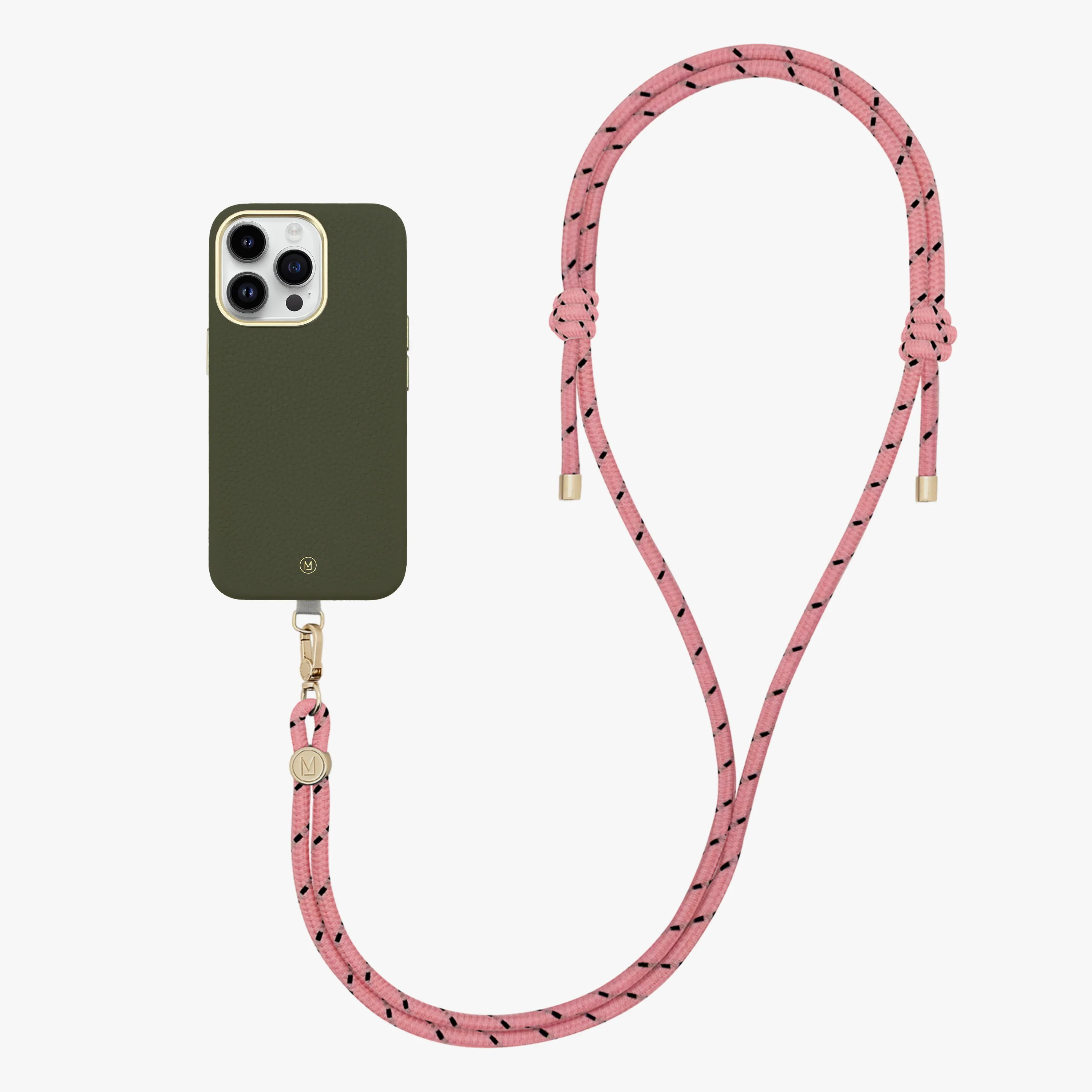 iPhone 13 Leather MagSafe Case with Crossbody Rope Strap