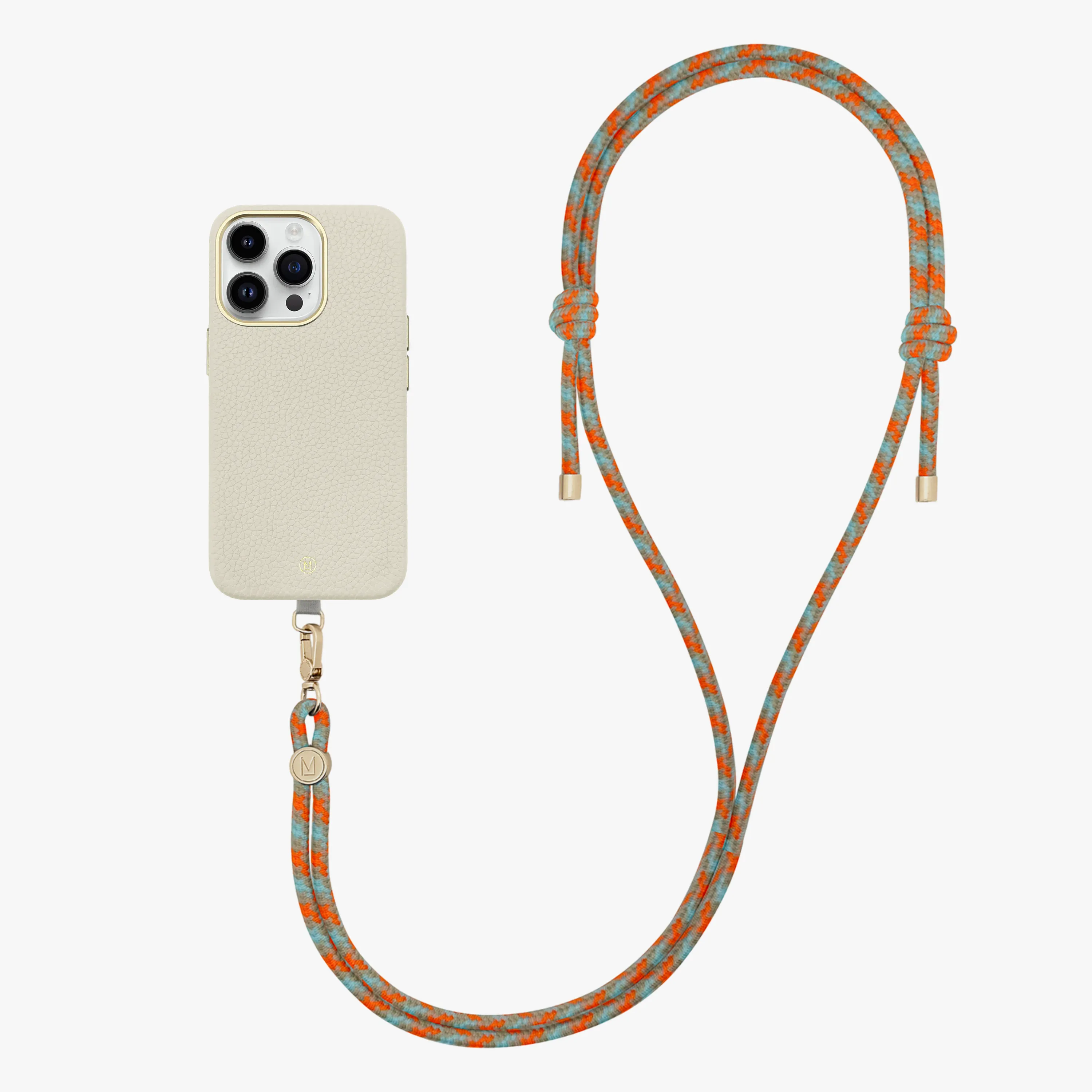 iPhone 13 Leather MagSafe Case with Crossbody Rope Strap