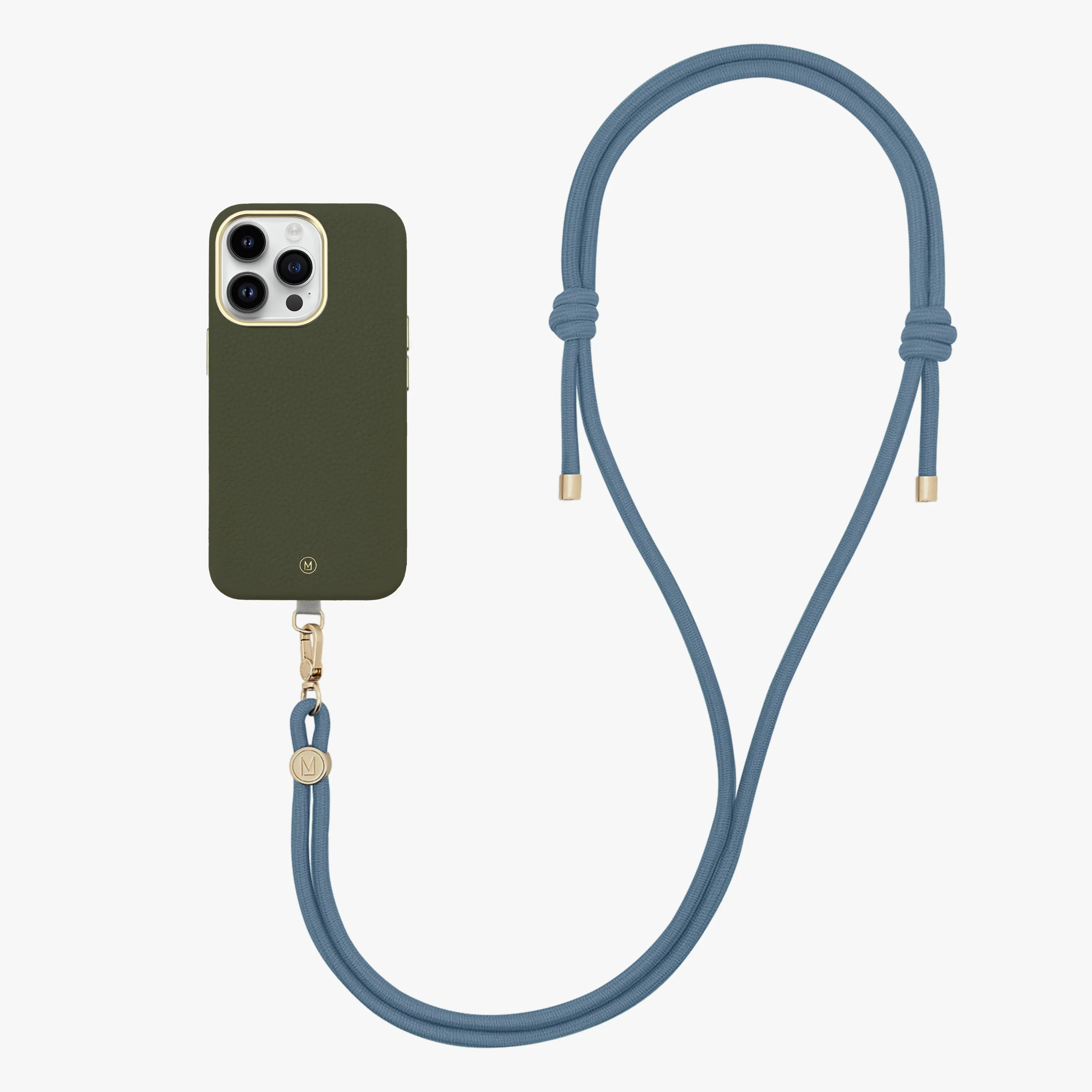 iPhone 13 Leather MagSafe Case with Crossbody Rope Strap