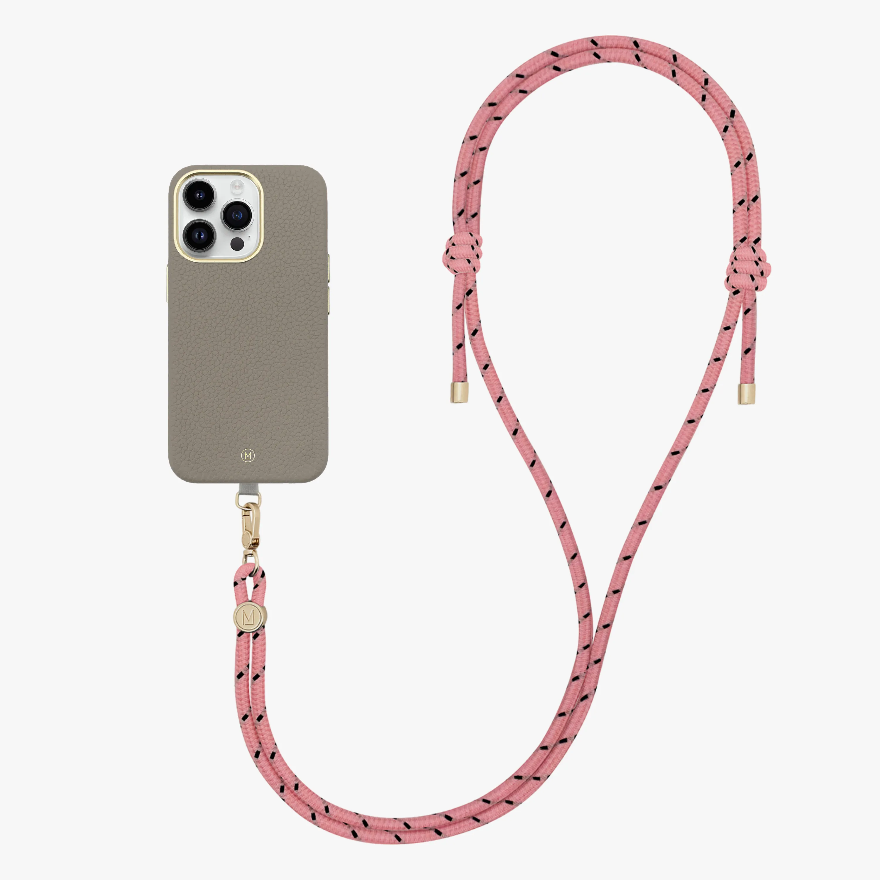 iPhone 13 Leather MagSafe Case with Crossbody Rope Strap
